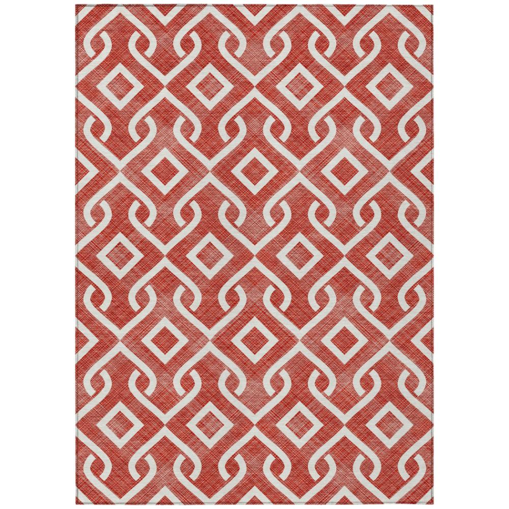 Addison Rugs Offset Stripes Red Washable Indoor-Outdoor Rug