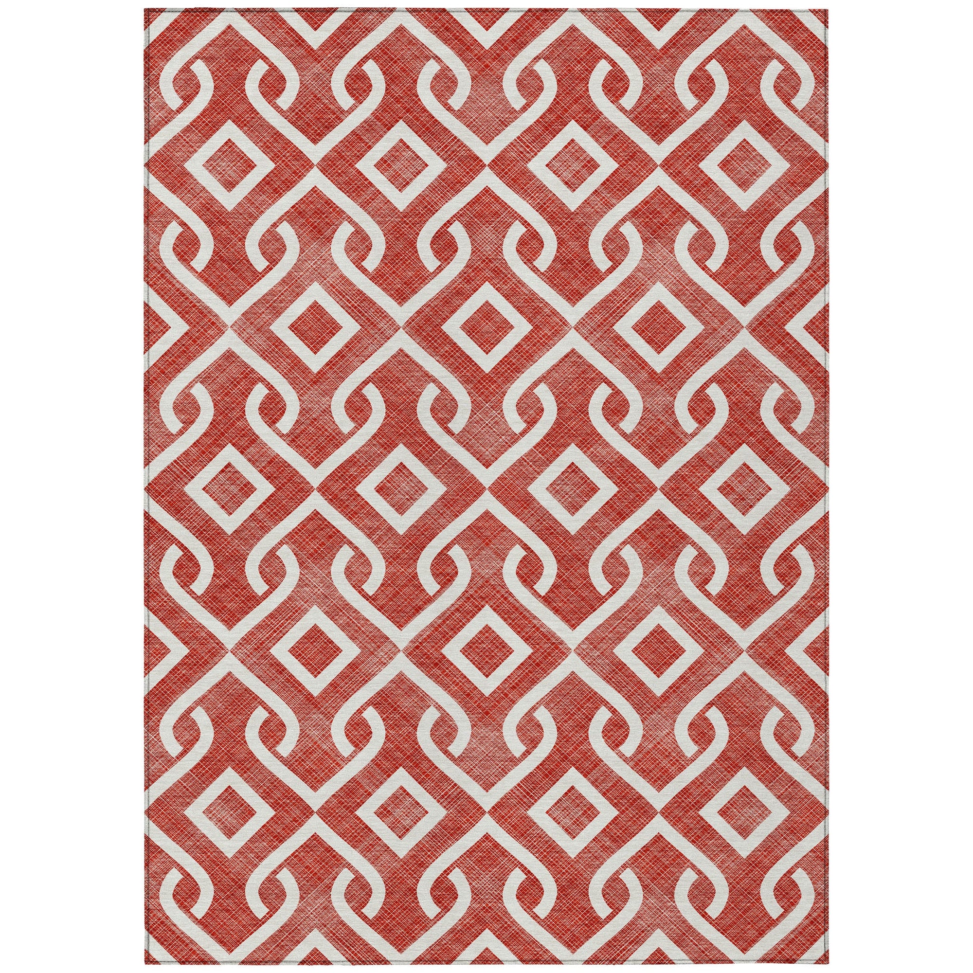 Addison Rugs Offset Stripes Red Washable Indoor-Outdoor Rug