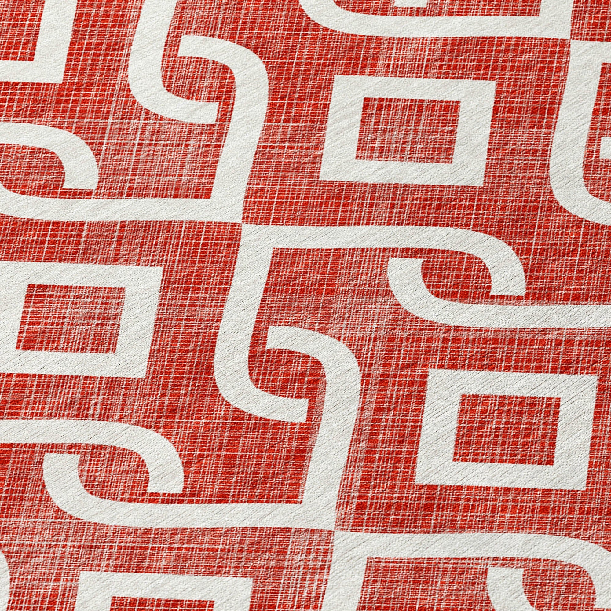 Addison Rugs Offset Stripes Red Washable Indoor-Outdoor Rug