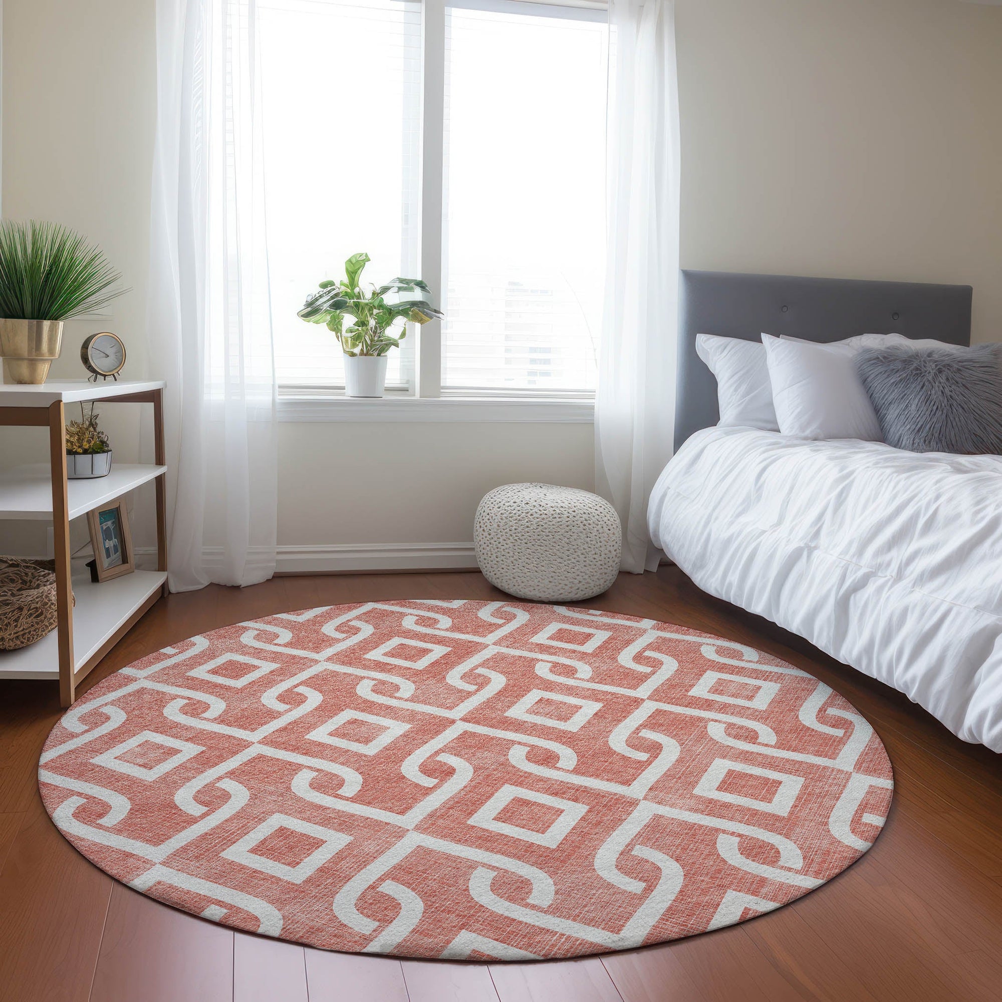 Addison Rugs Offset Stripes Salmon Washable Indoor-Outdoor Rug