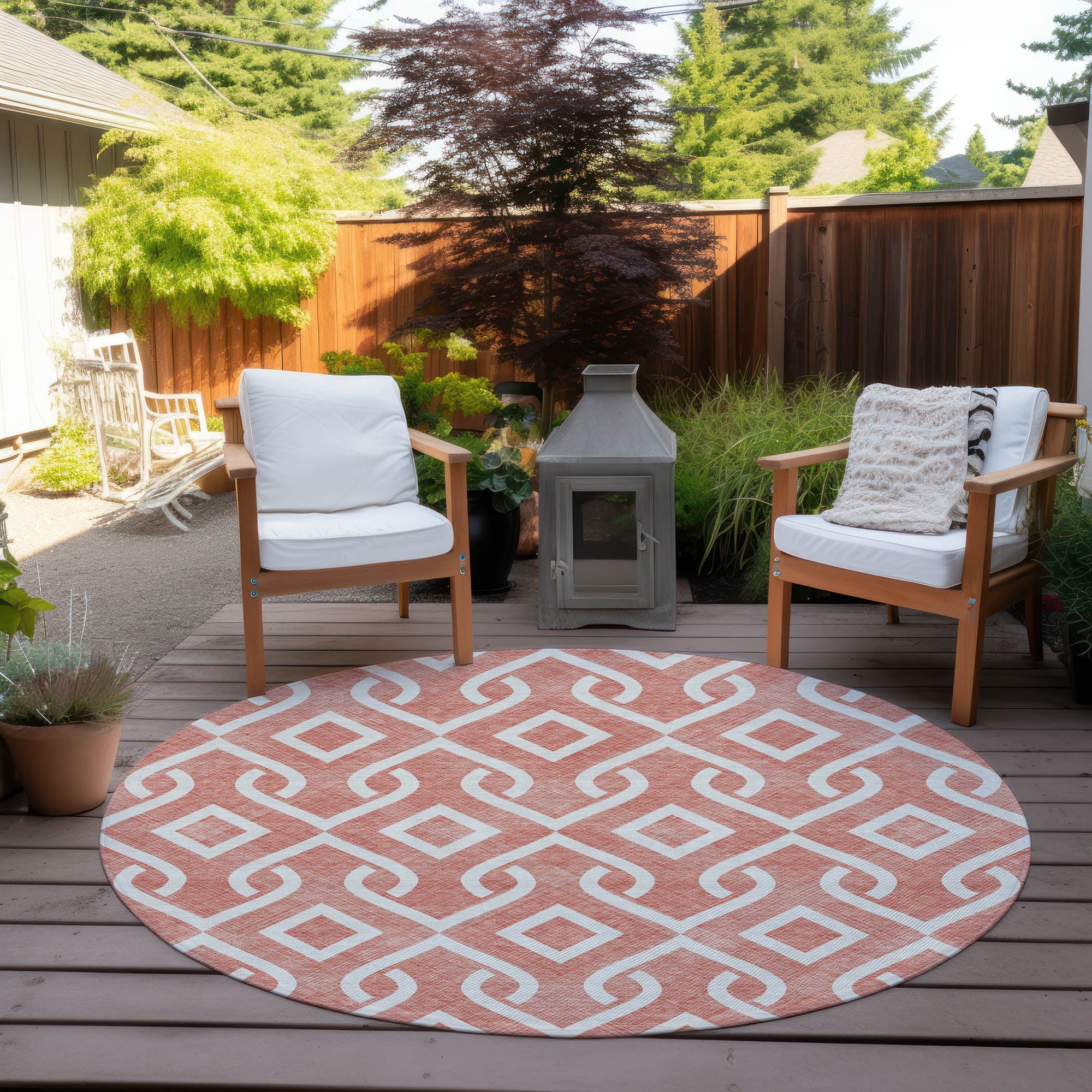 Addison Rugs Offset Stripes Salmon Washable Indoor-Outdoor Rug