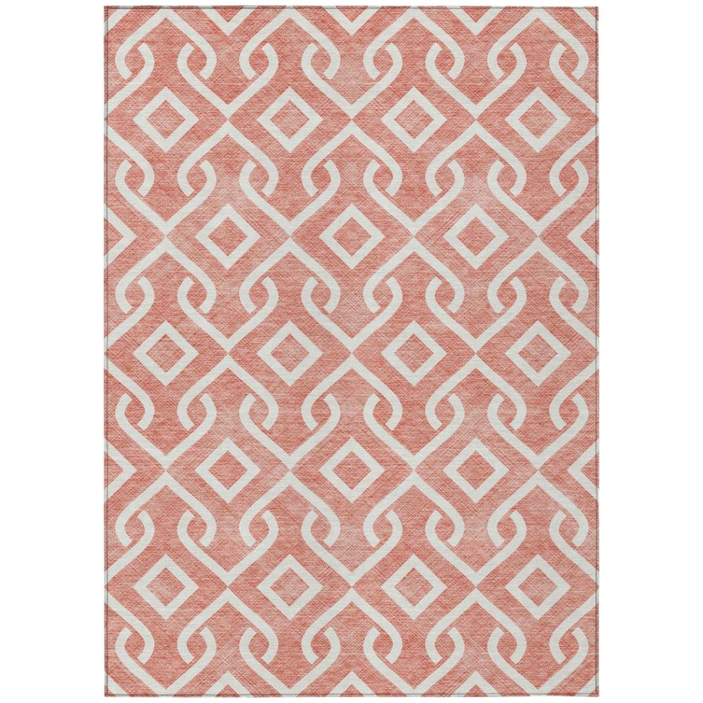 Addison Rugs Offset Stripes Salmon Washable Indoor-Outdoor Rug