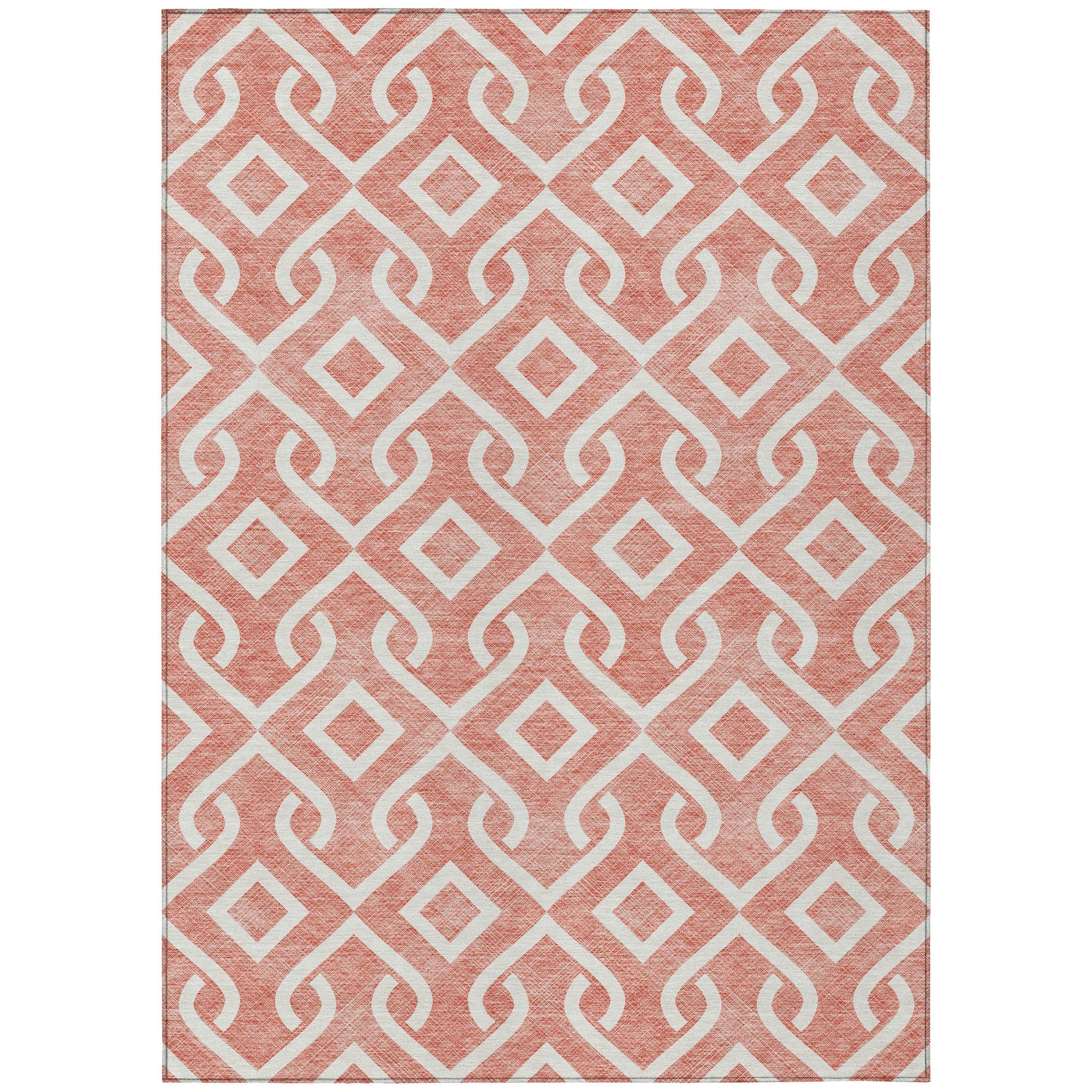 Addison Rugs Offset Stripes Salmon Washable Indoor-Outdoor Rug