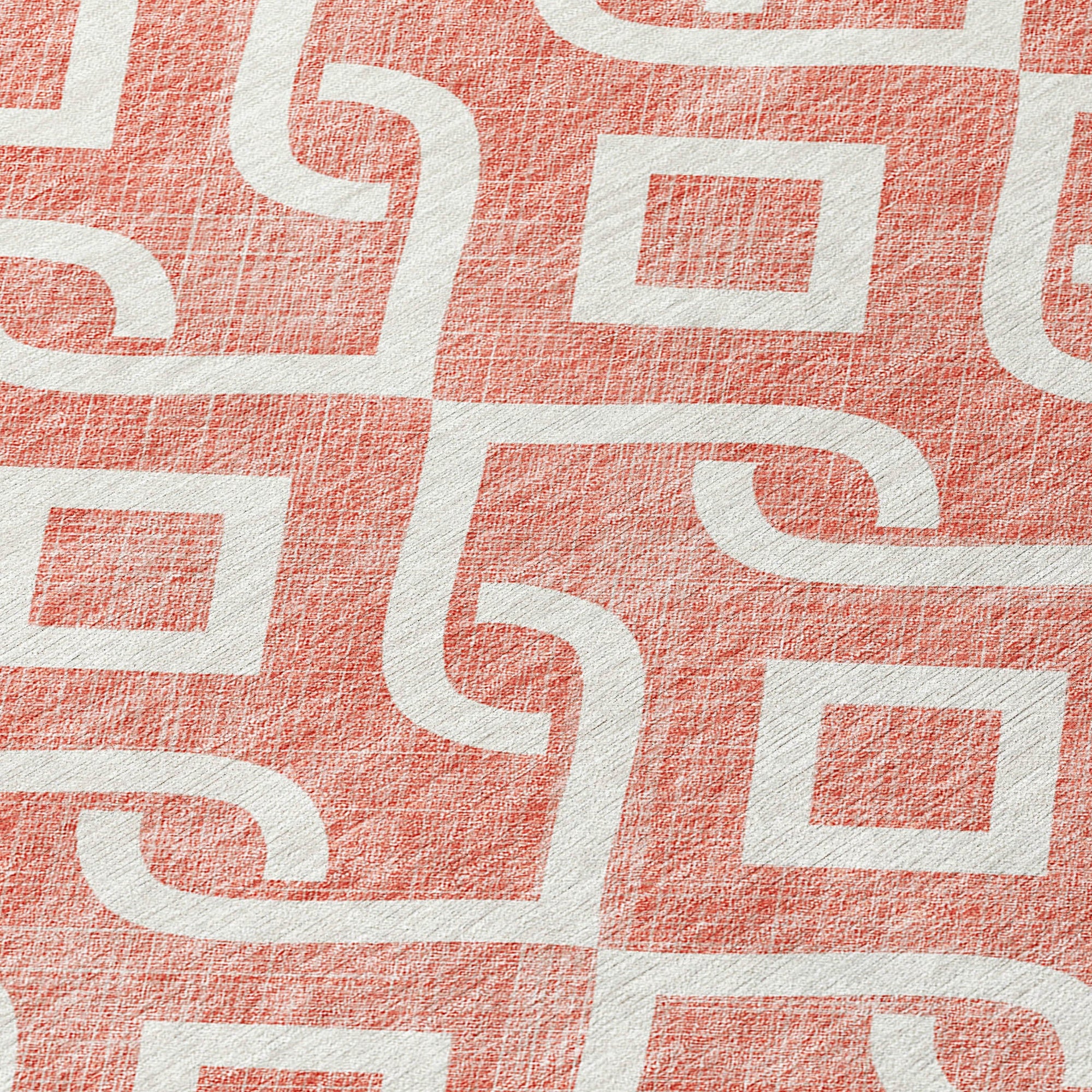 Addison Rugs Offset Stripes Salmon Washable Indoor-Outdoor Rug