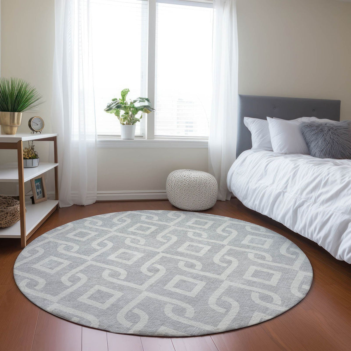 Addison Rugs Offset Stripes Silver Washable Indoor-Outdoor Rug