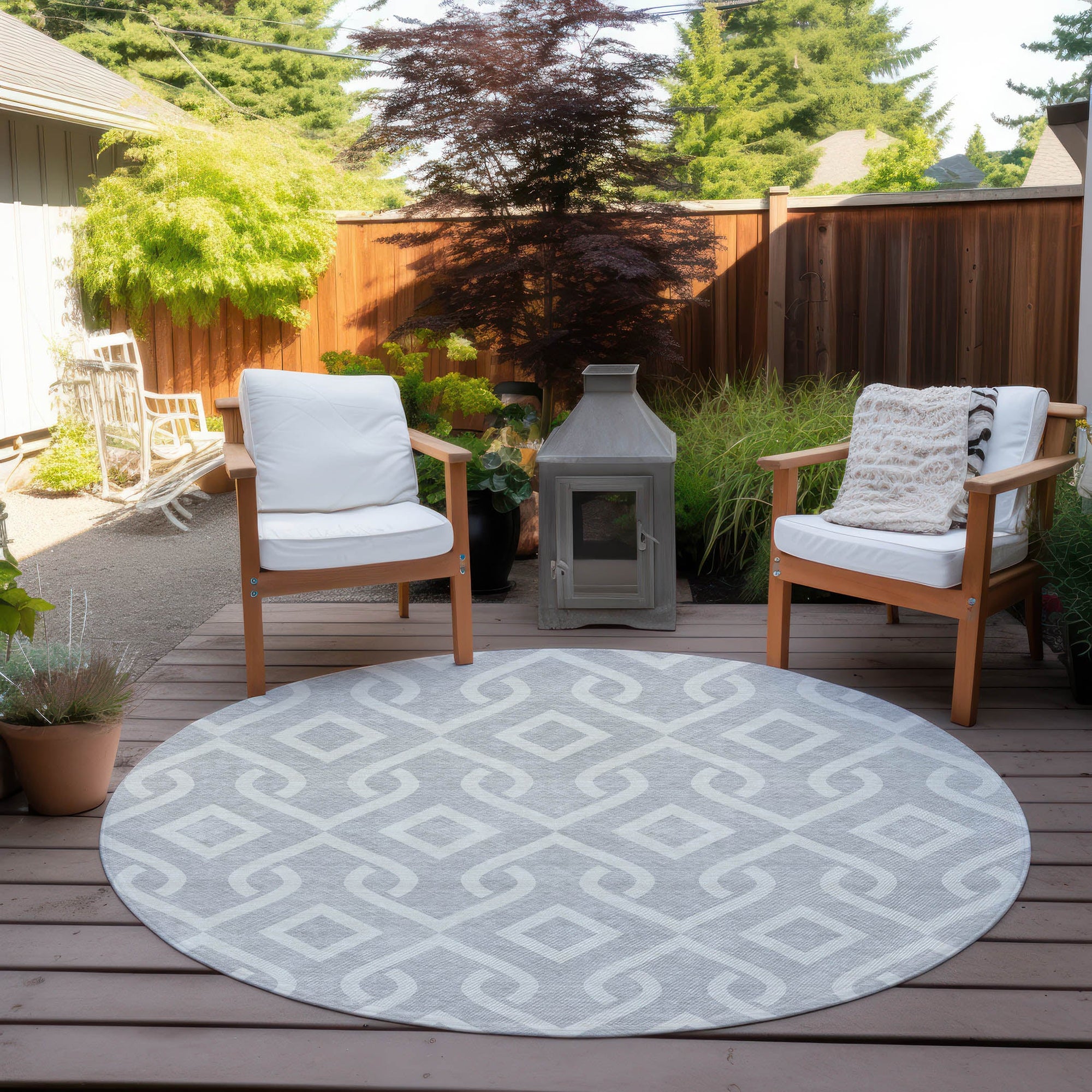 Addison Rugs Offset Stripes Silver Washable Indoor-Outdoor Rug