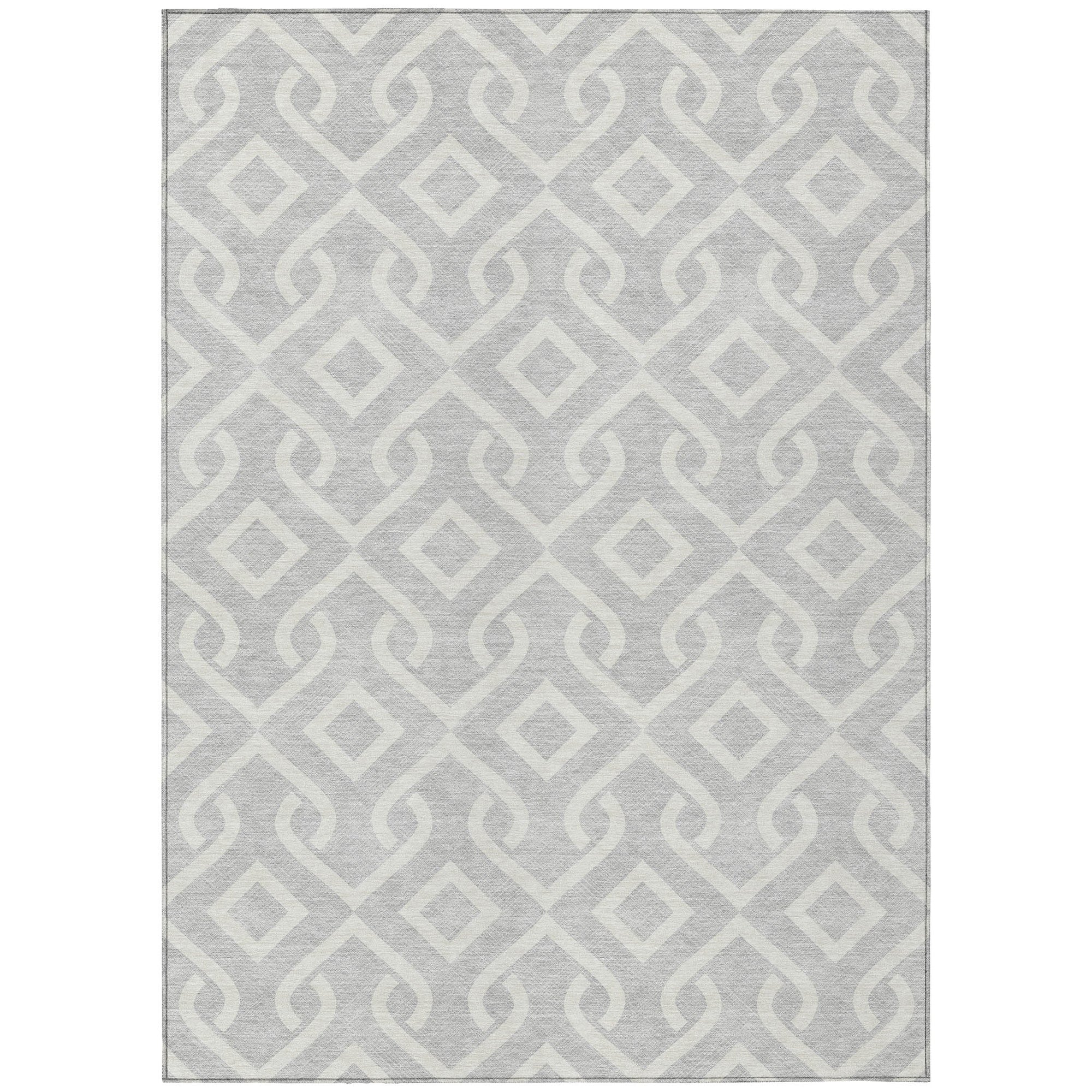 Addison Rugs Offset Stripes Silver Washable Indoor-Outdoor Rug