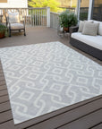 Addison Rugs Offset Stripes Silver Washable Indoor-Outdoor Rug