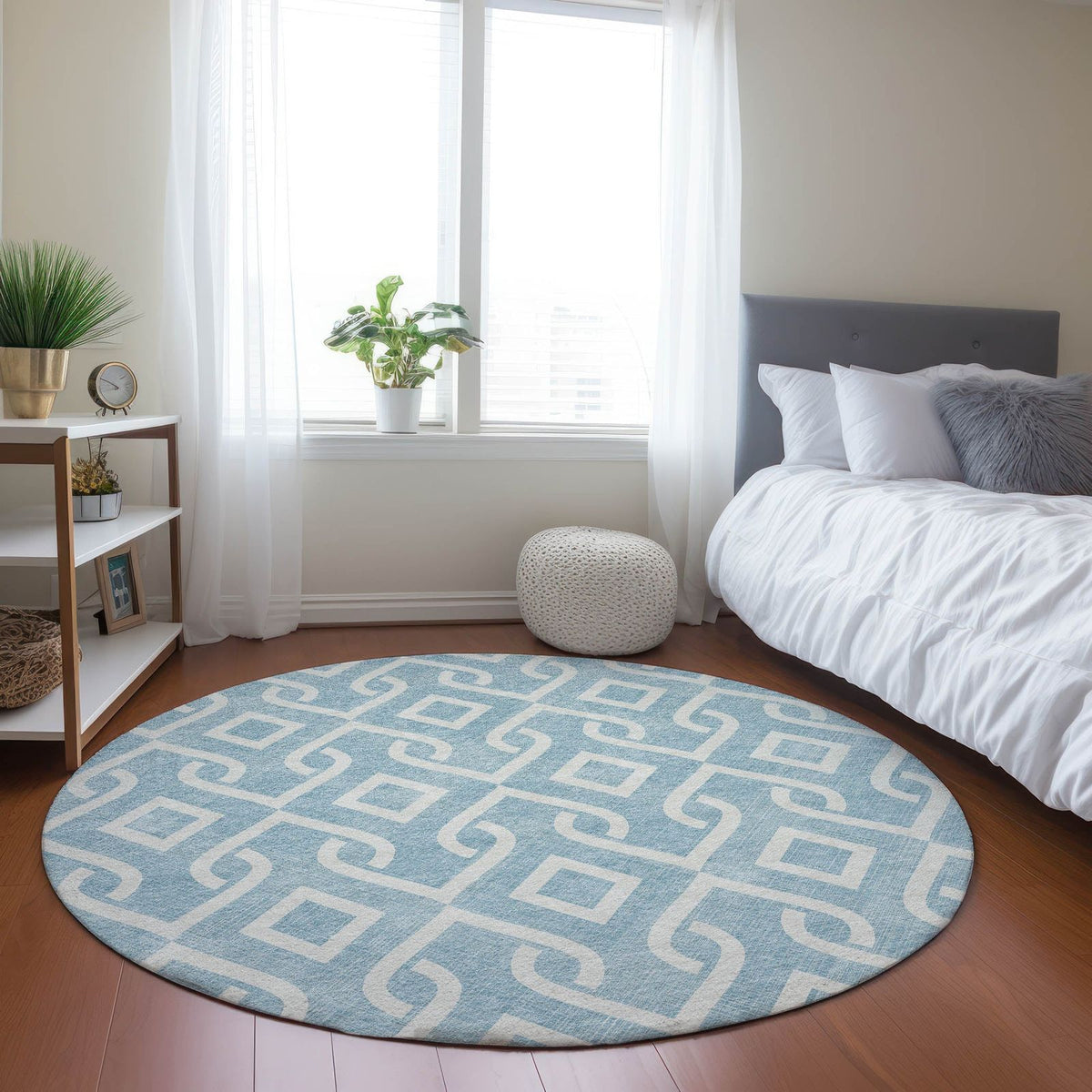 Addison Rugs Offset Stripes Sky Washable Indoor-Outdoor Rug