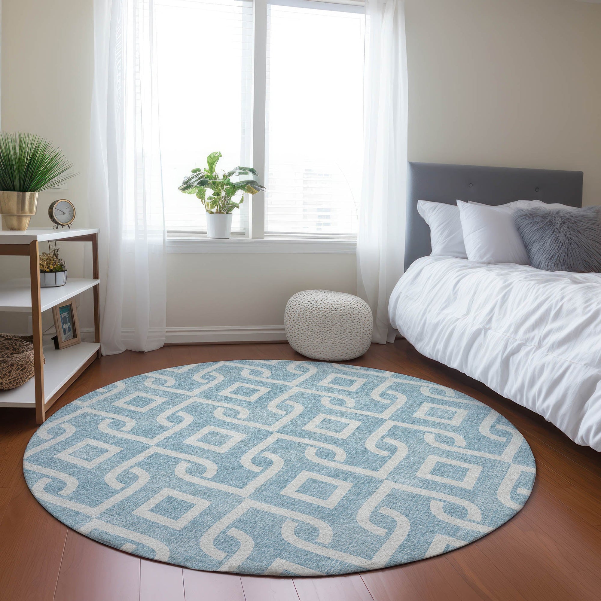 Addison Rugs Offset Stripes Sky Washable Indoor-Outdoor Rug