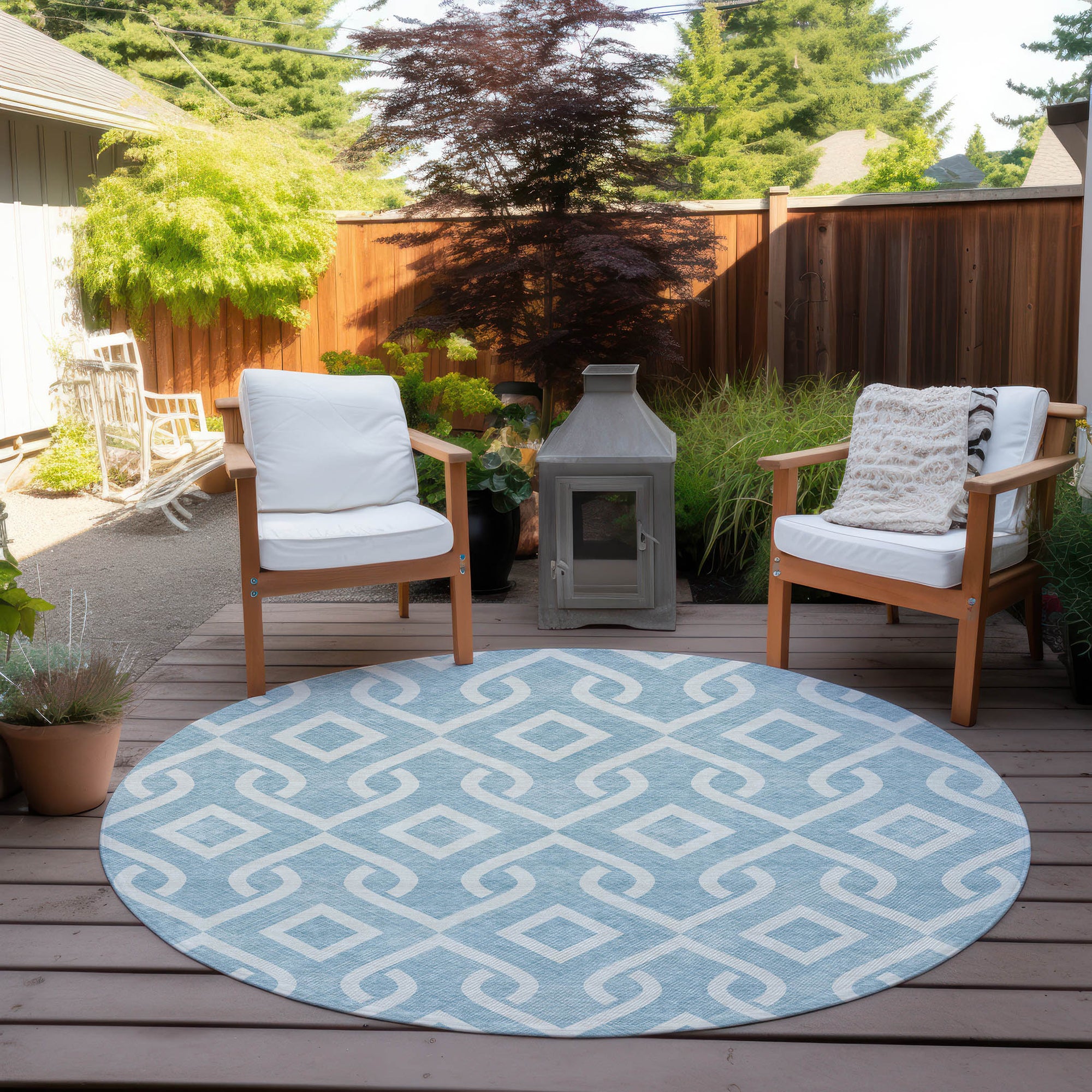 Addison Rugs Offset Stripes Sky Washable Indoor-Outdoor Rug