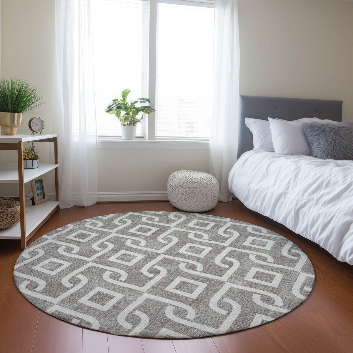 Addison Rugs Offset Stripes Taupe Washable Indoor-Outdoor Rug