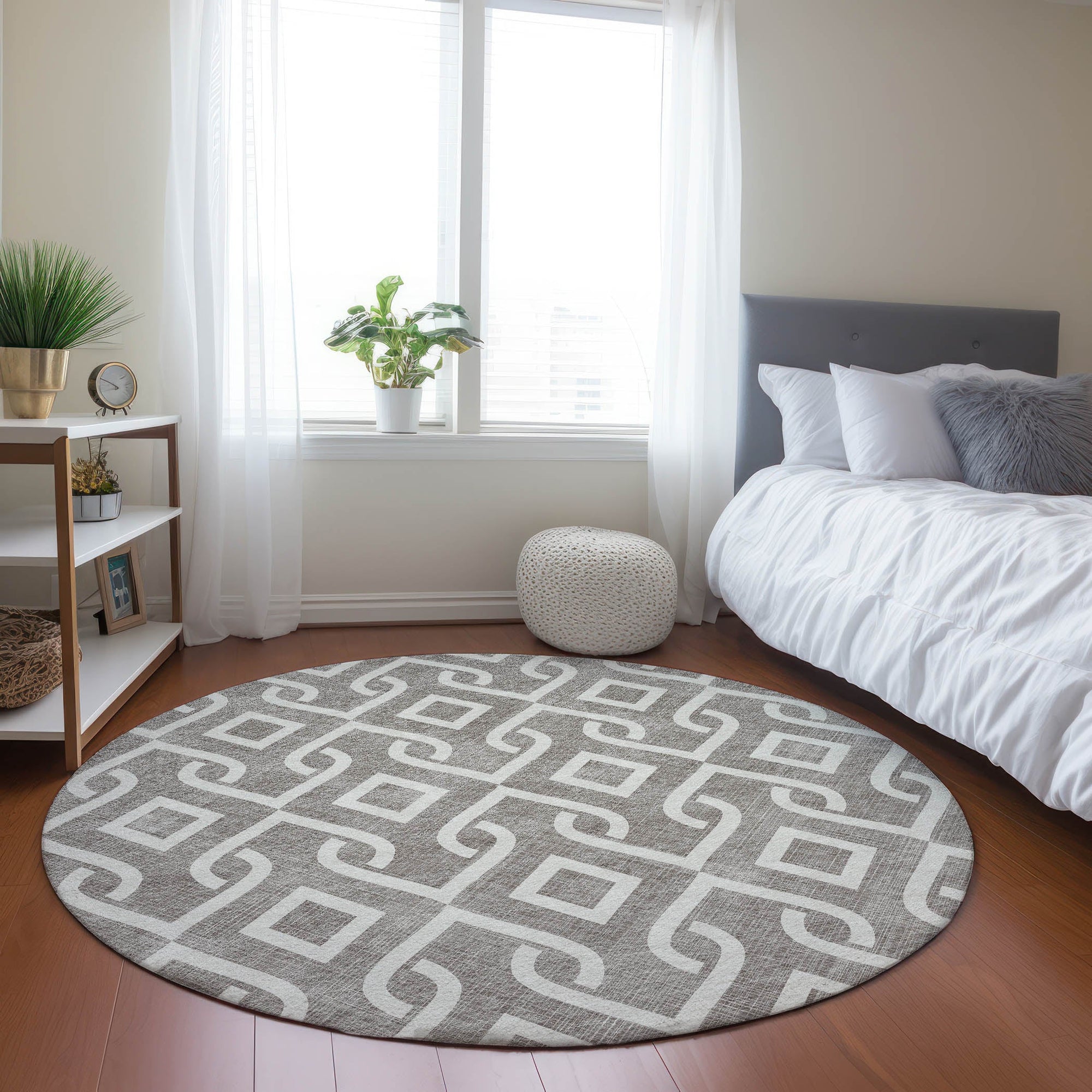 Addison Rugs Offset Stripes Taupe Washable Indoor-Outdoor Rug