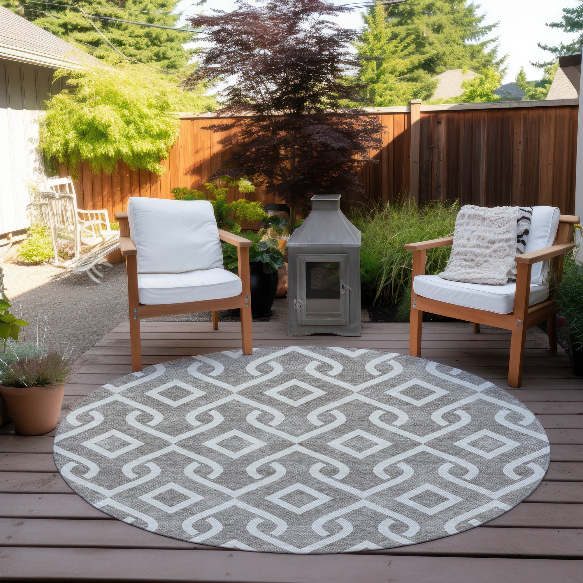 Addison Rugs Offset Stripes Taupe Washable Indoor-Outdoor Rug