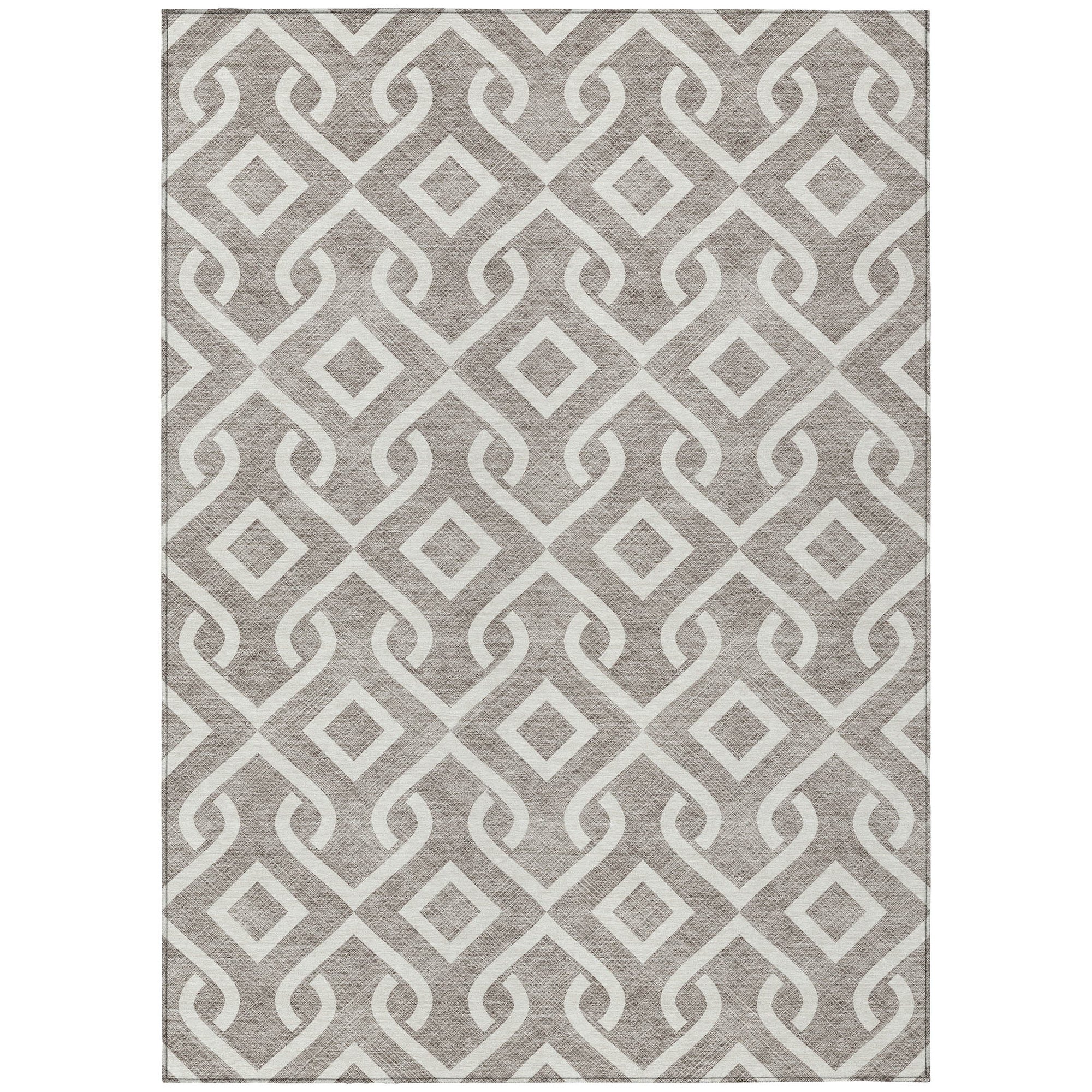 Addison Rugs Offset Stripes Taupe Washable Indoor-Outdoor Rug
