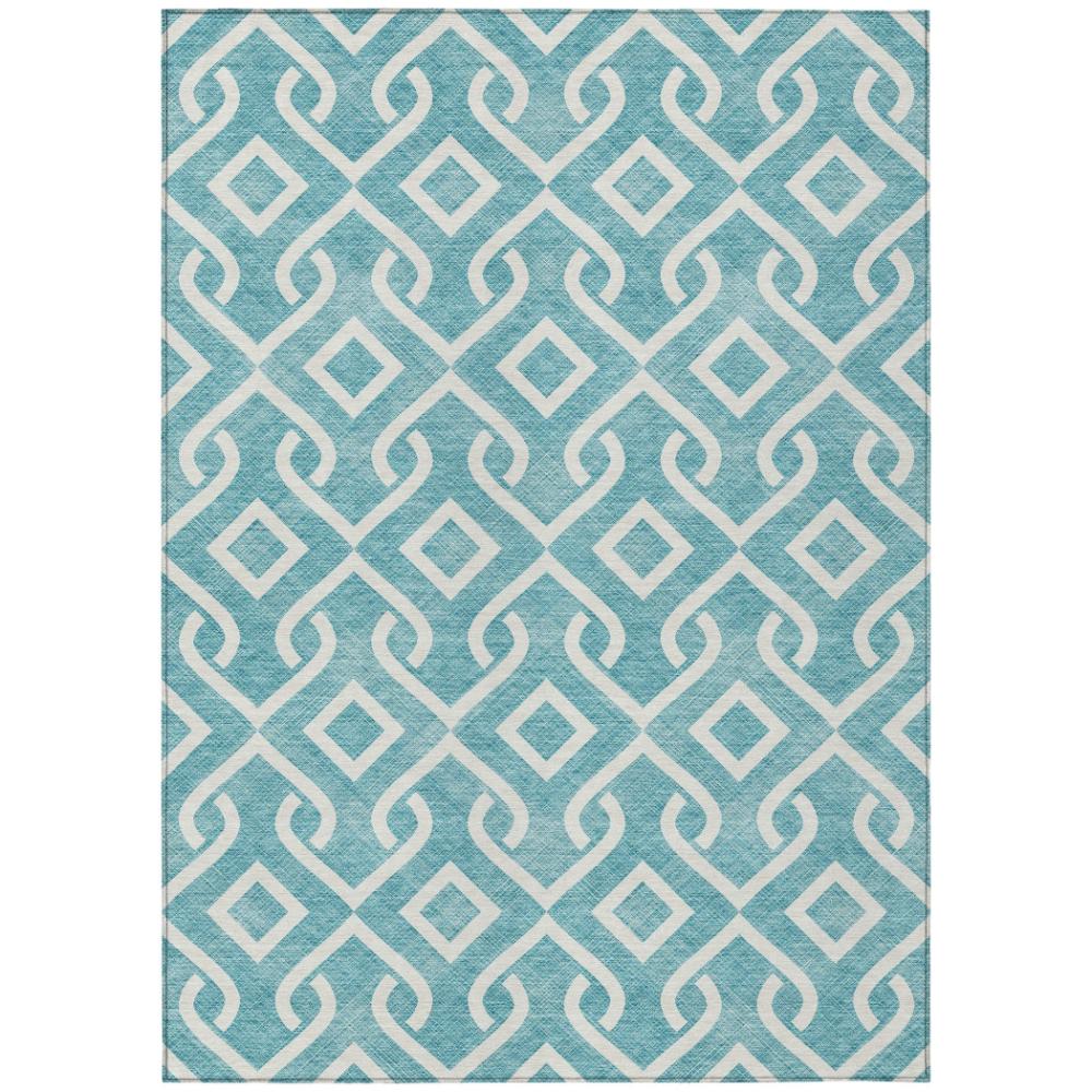 Addison Rugs Offset Stripes Teal Washable Indoor-Outdoor Rug