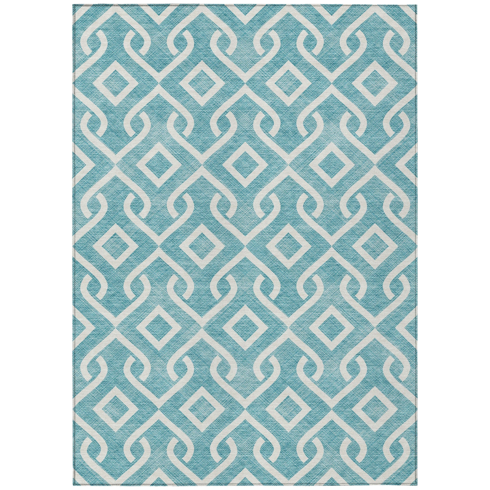 Addison Rugs Offset Stripes Teal Washable Indoor-Outdoor Rug