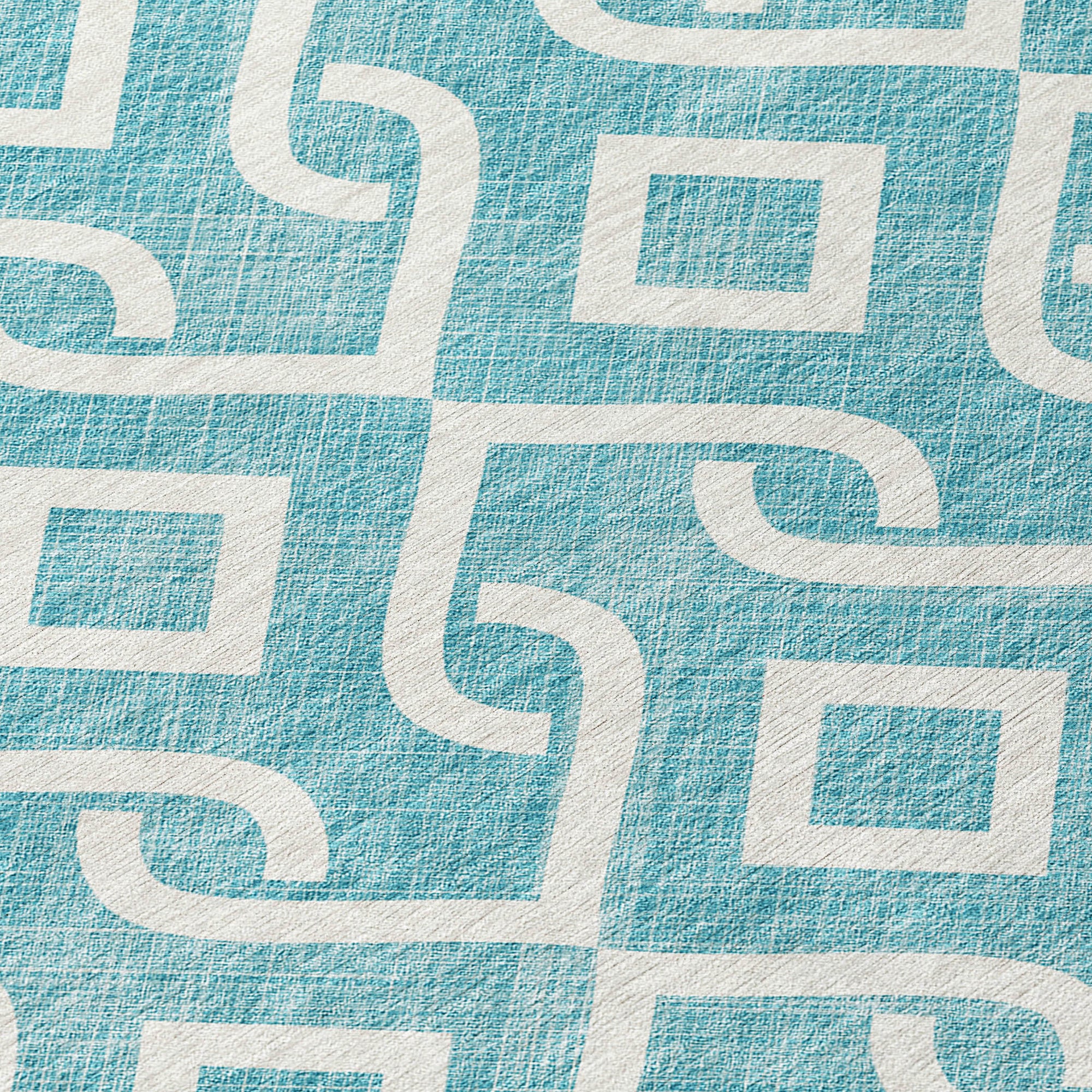 Addison Rugs Offset Stripes Teal Washable Indoor-Outdoor Rug
