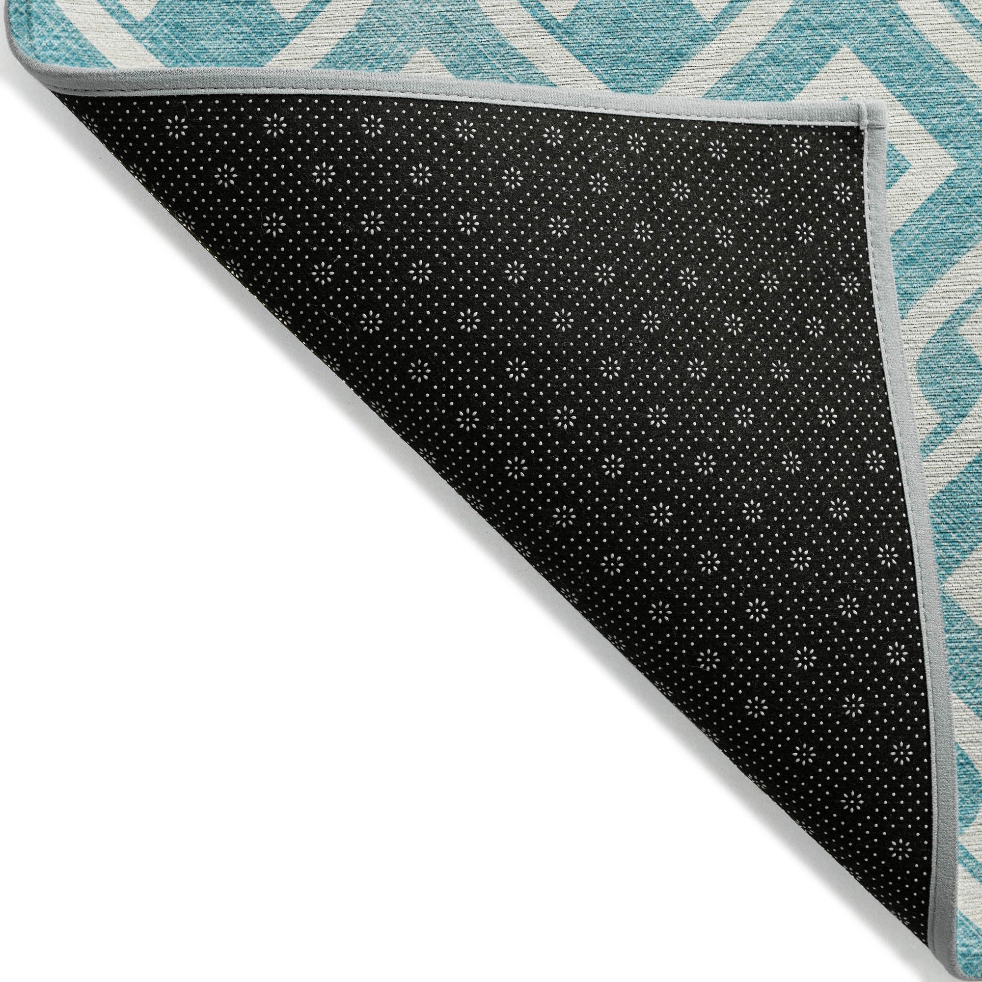 Addison Rugs Offset Stripes Teal Washable Indoor-Outdoor Rug