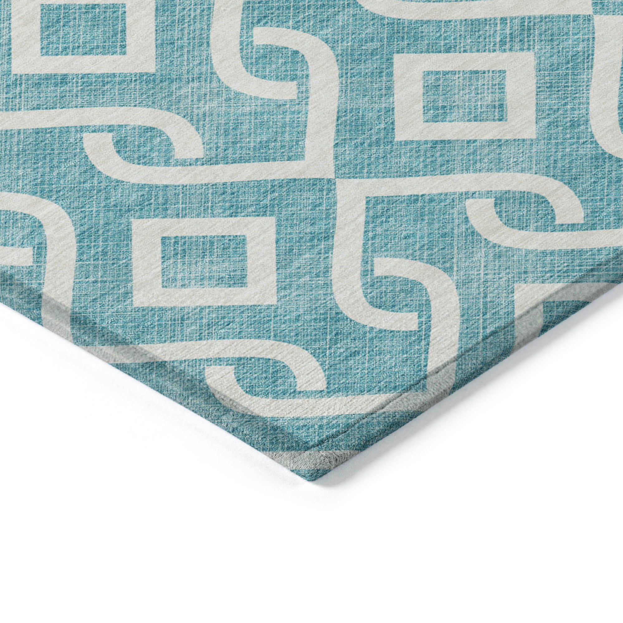 Addison Rugs Offset Stripes Teal Washable Indoor-Outdoor Rug