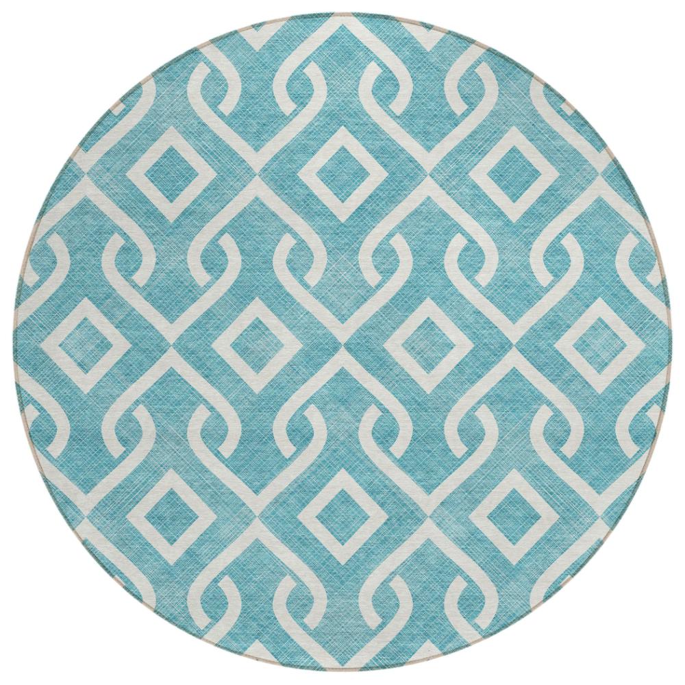 Addison Rugs Offset Stripes Teal Washable Indoor-Outdoor Rug