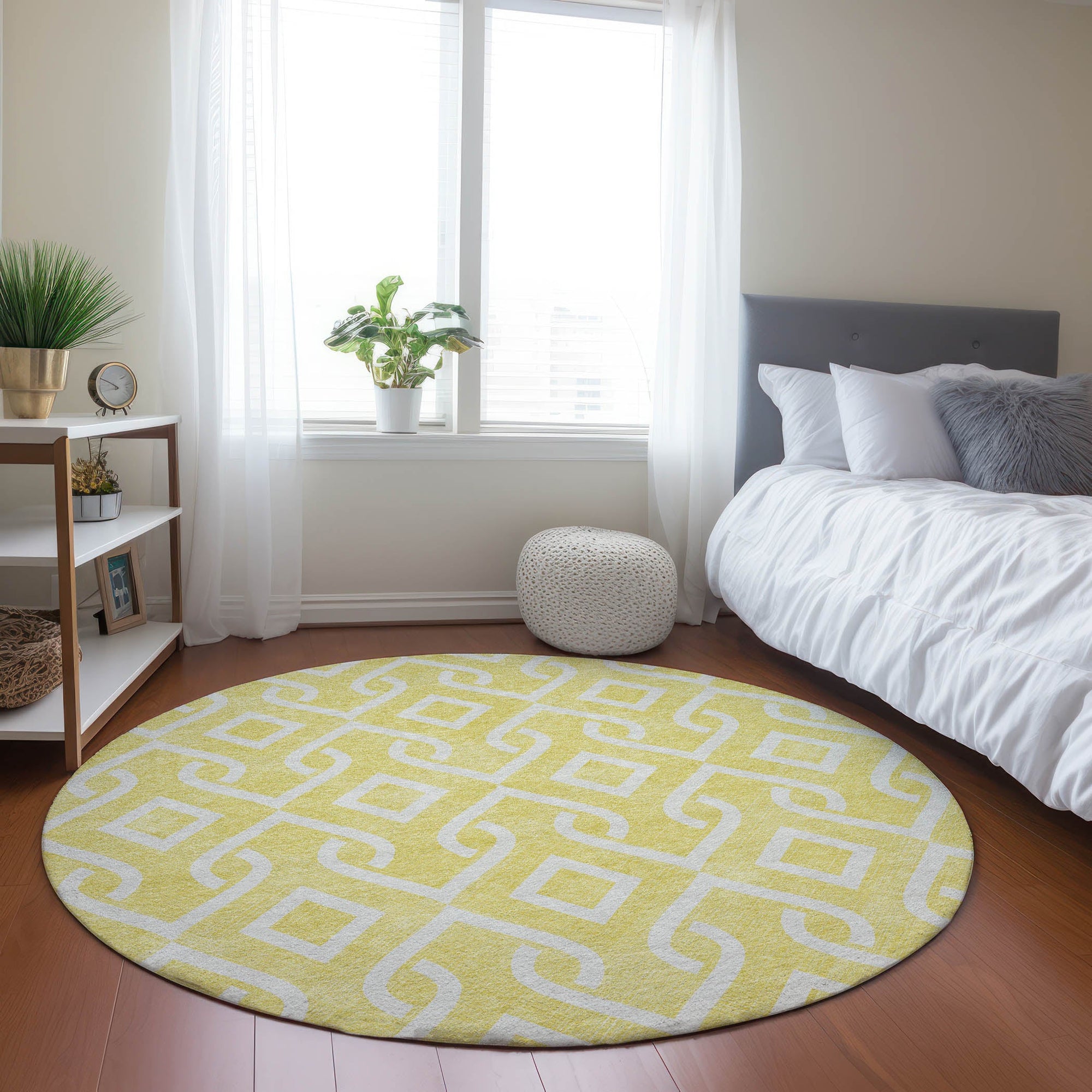 Addison Rugs Offset Stripes Yellow Washable Indoor-Outdoor Rug