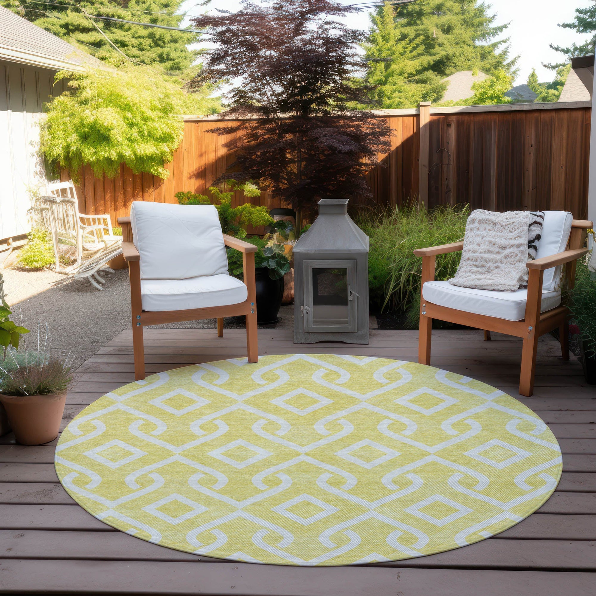 Addison Rugs Offset Stripes Yellow Washable Indoor-Outdoor Rug