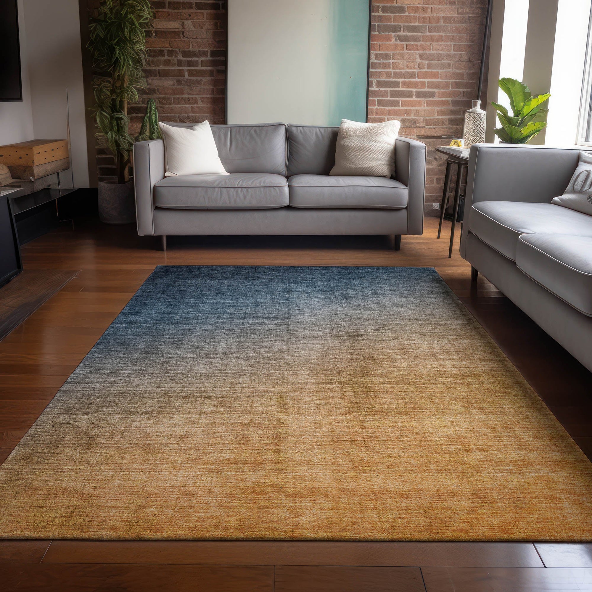 Addison Rugs Ombre Blue Washable Indoor-Outdoor Rug