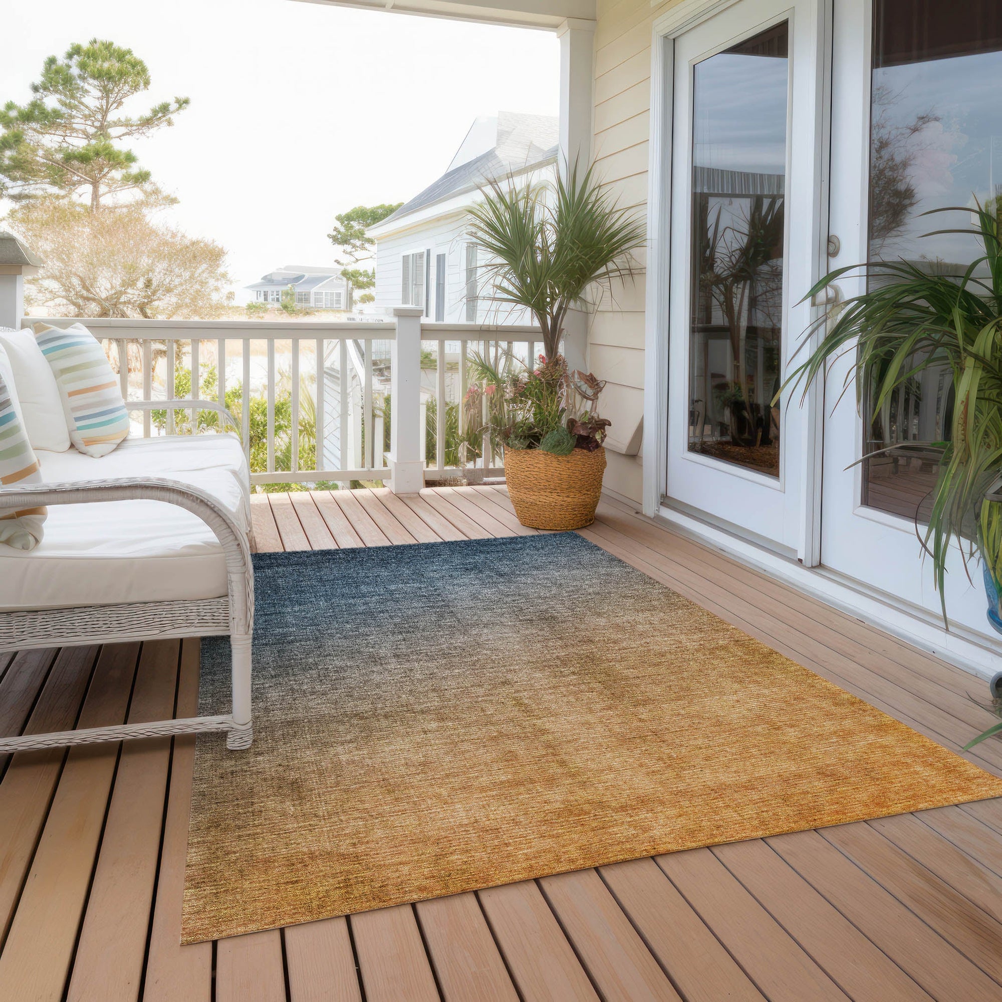 Addison Rugs Ombre Blue Washable Indoor-Outdoor Rug