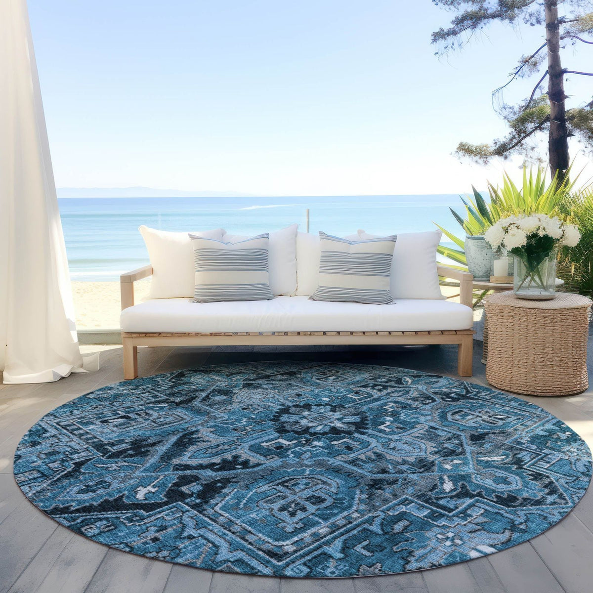 Addison Rugs Oriental Blue Washable Indoor-Outdoor Rug