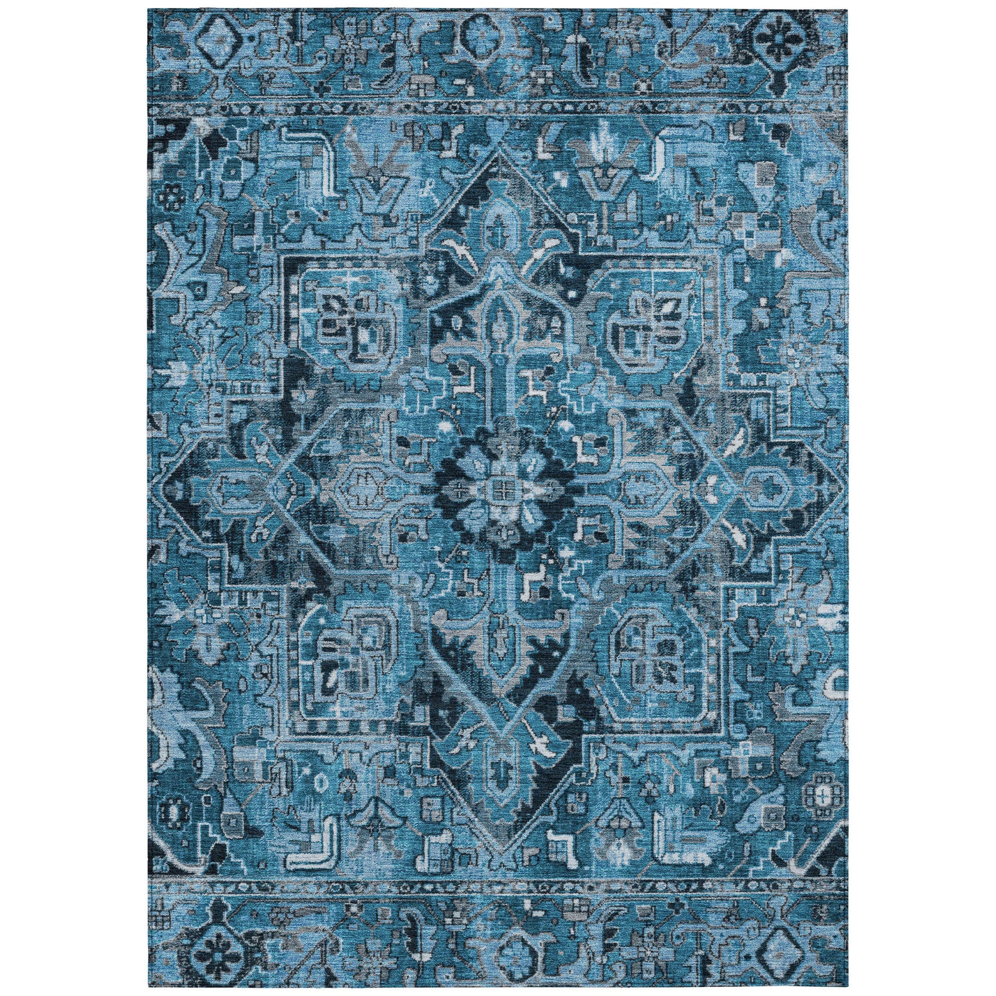 Addison Rugs Oriental Blue Washable Indoor-Outdoor Rug