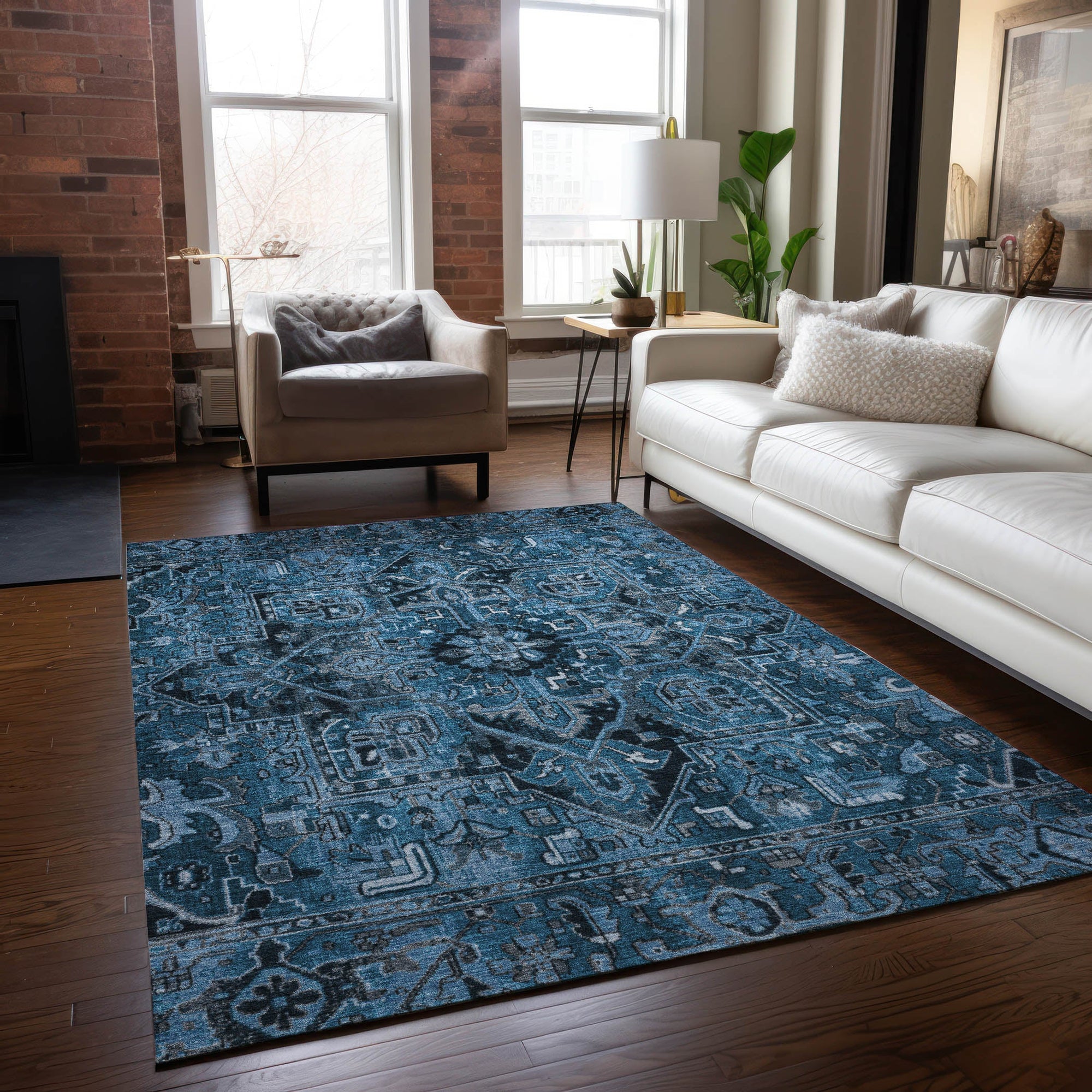 Addison Rugs Oriental Blue Washable Indoor-Outdoor Rug