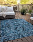 Addison Rugs Oriental Blue Washable Indoor-Outdoor Rug