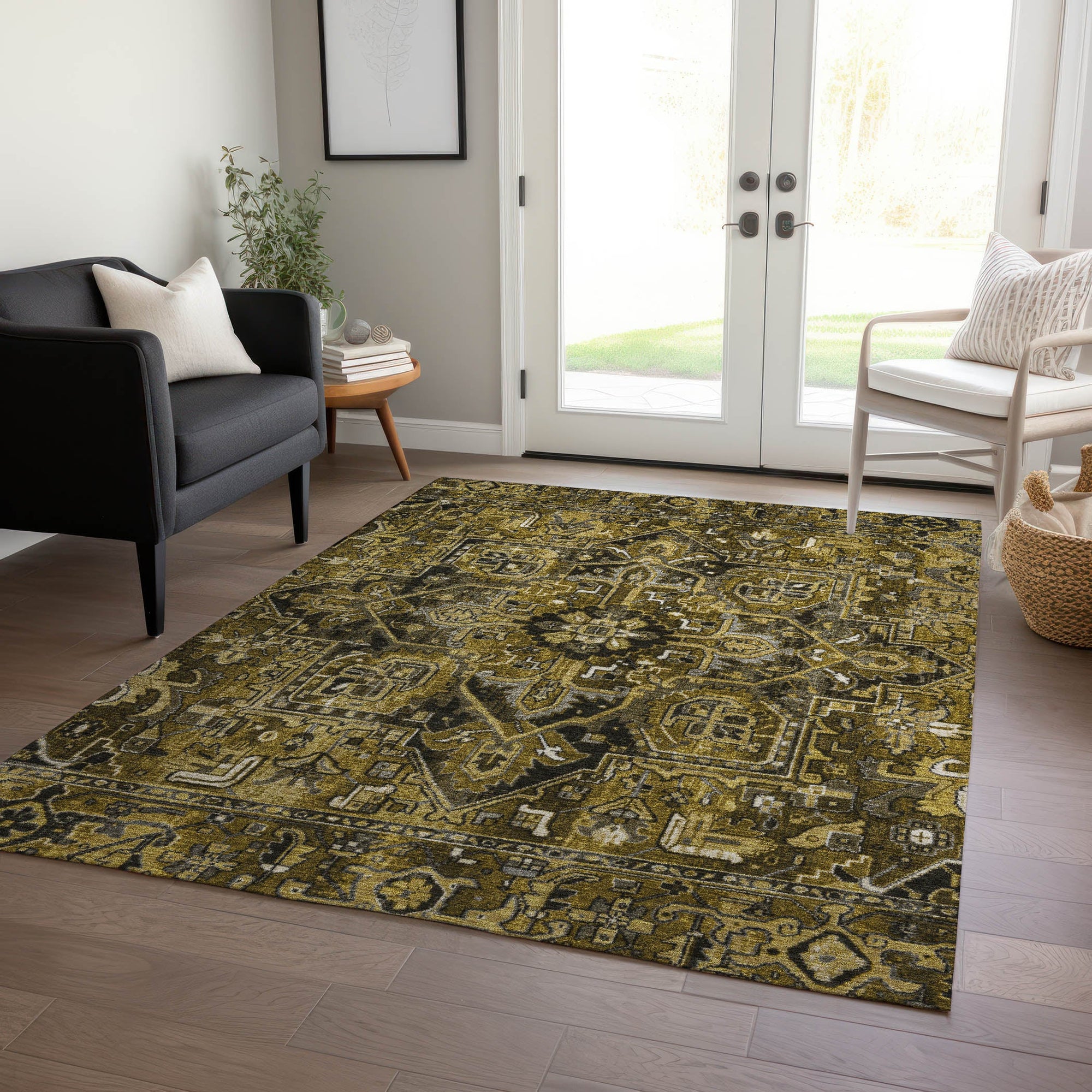Addison Rugs Oriental Brown Washable Indoor-Outdoor Rug