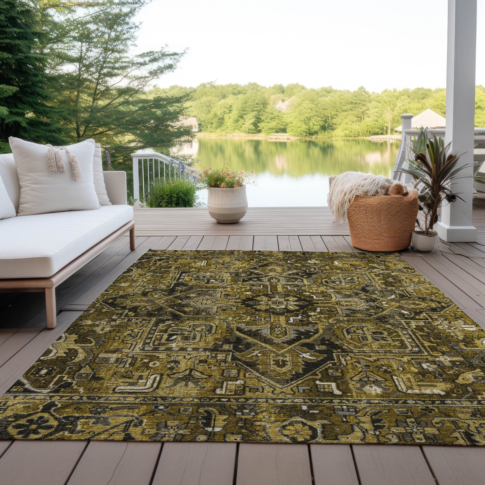 Addison Rugs Oriental Brown Washable Indoor-Outdoor Rug