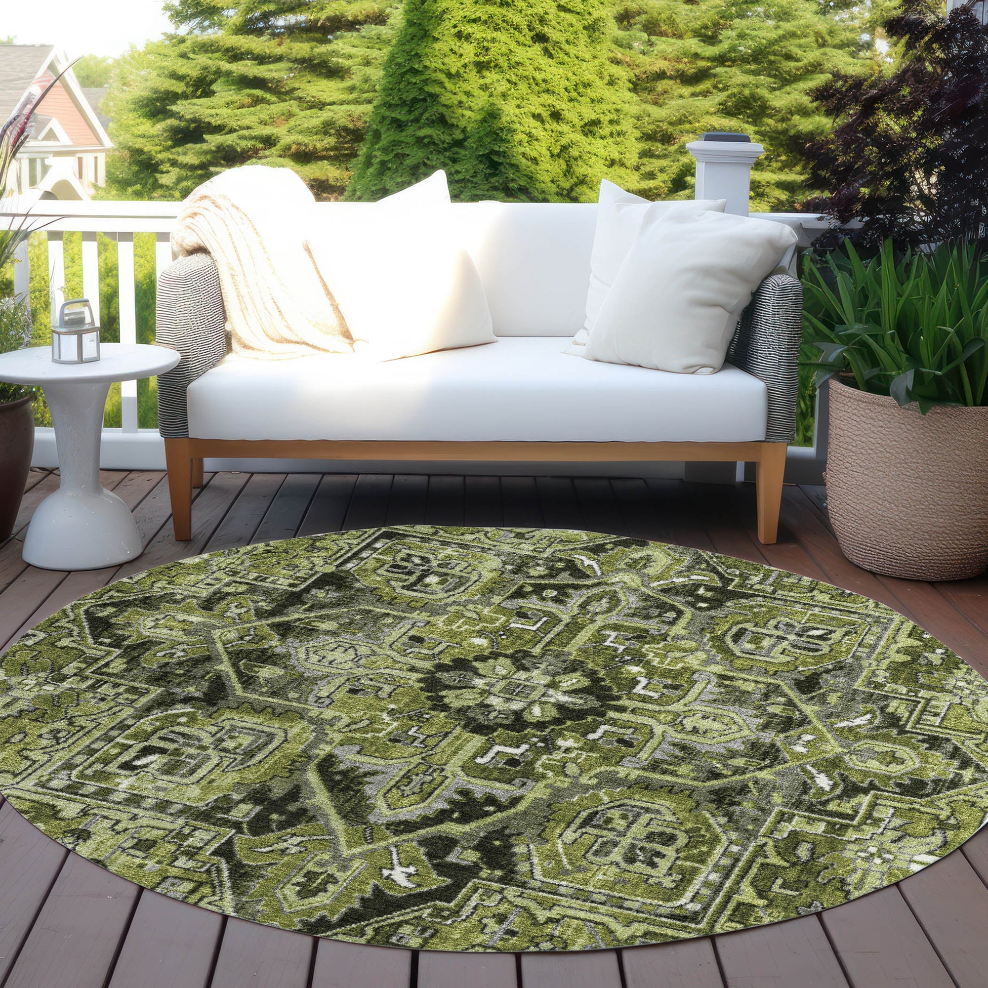 Addison Rugs Oriental Green Washable Indoor-Outdoor Rug