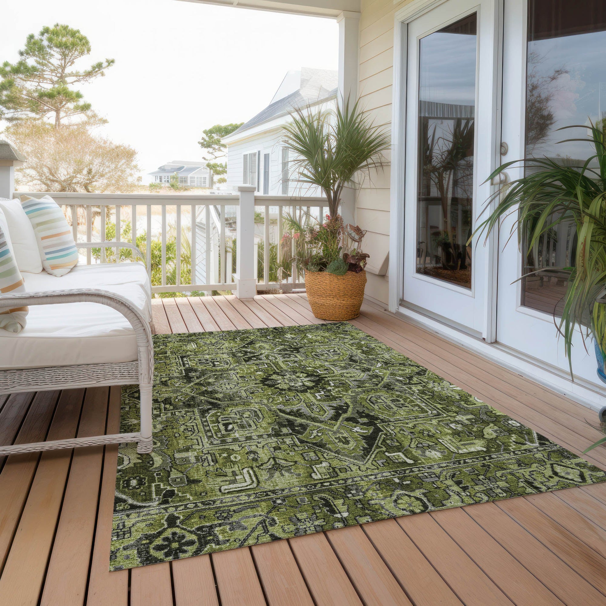 Addison Rugs Oriental Green Washable Indoor-Outdoor Rug