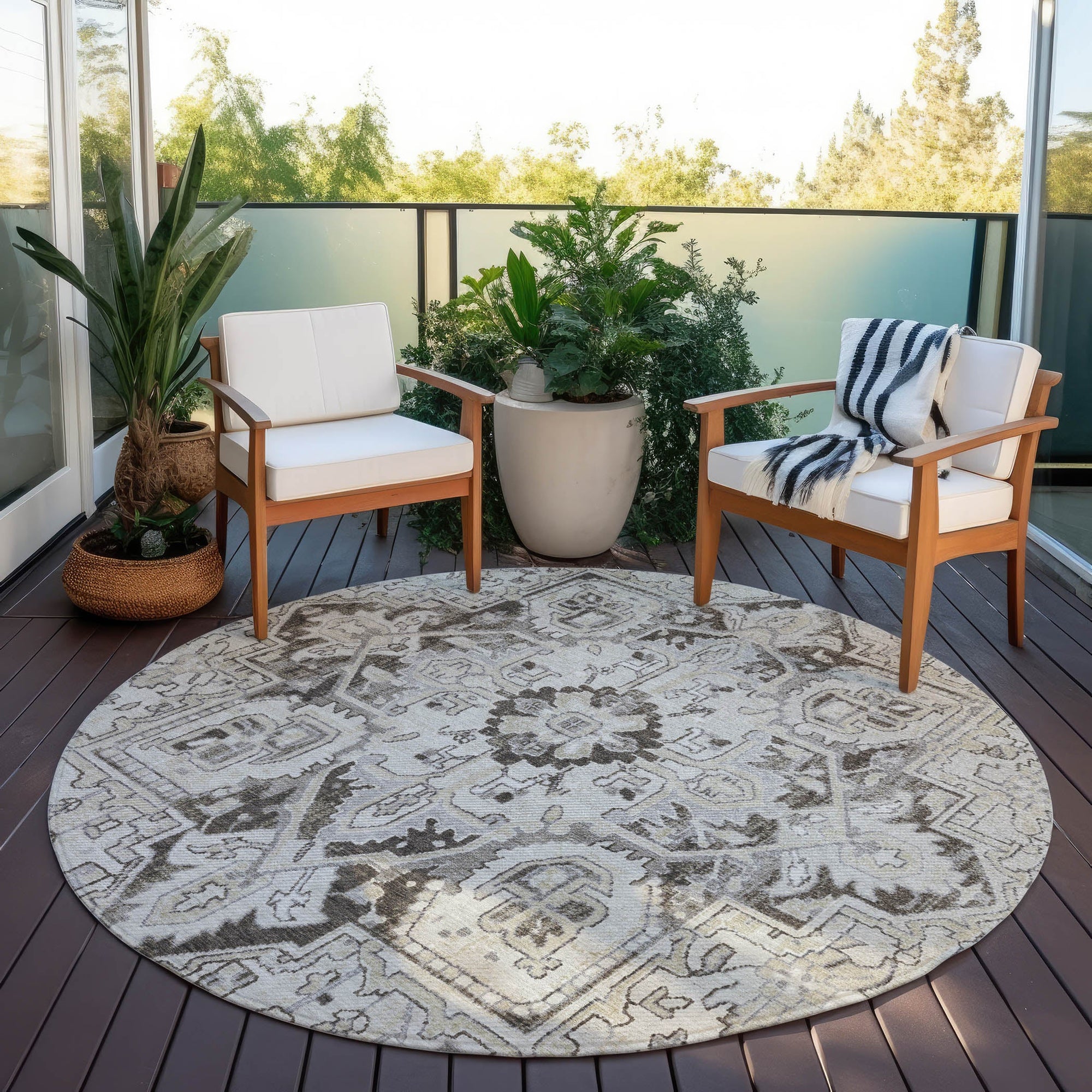 Addison Rugs Oriental Ivory Washable Indoor-Outdoor Rug
