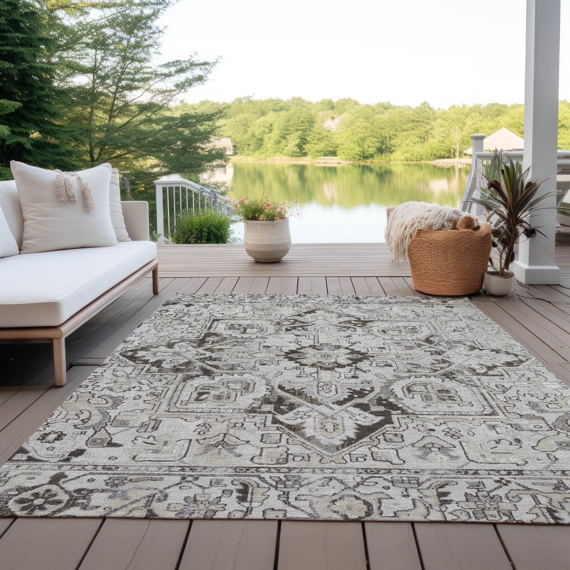 Addison Rugs Oriental Ivory Washable Indoor-Outdoor Rug