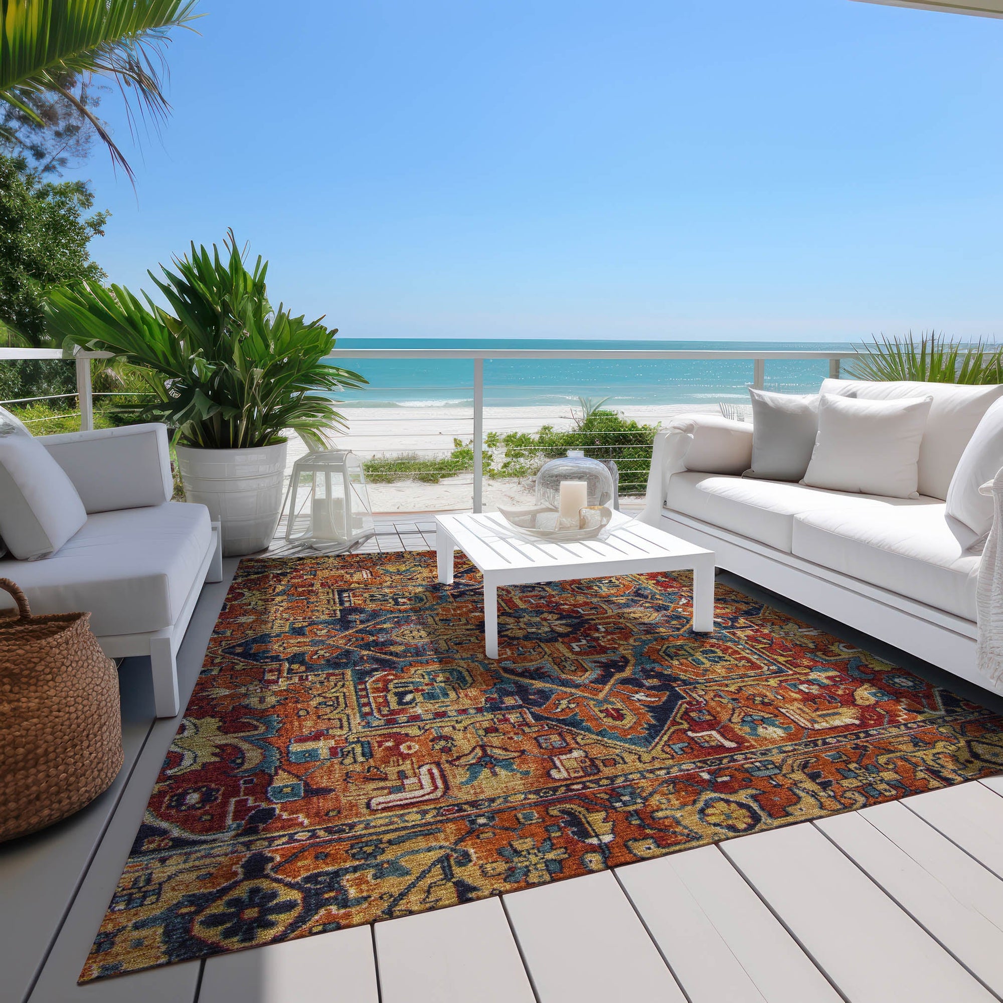 Addison Rugs Oriental Paprika Washable Indoor-Outdoor Rug