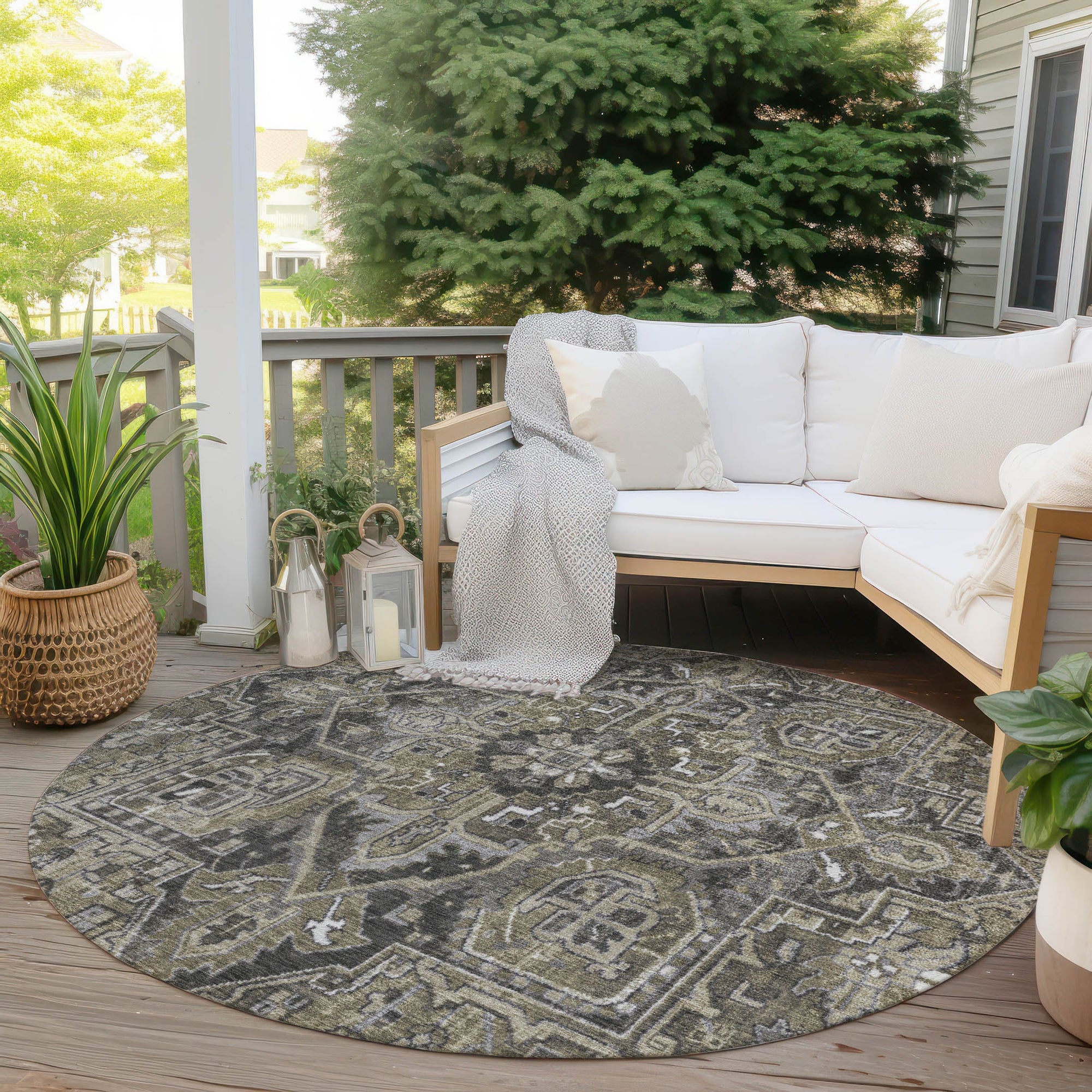 Addison Rugs Oriental Taupe Washable Indoor-Outdoor Rug