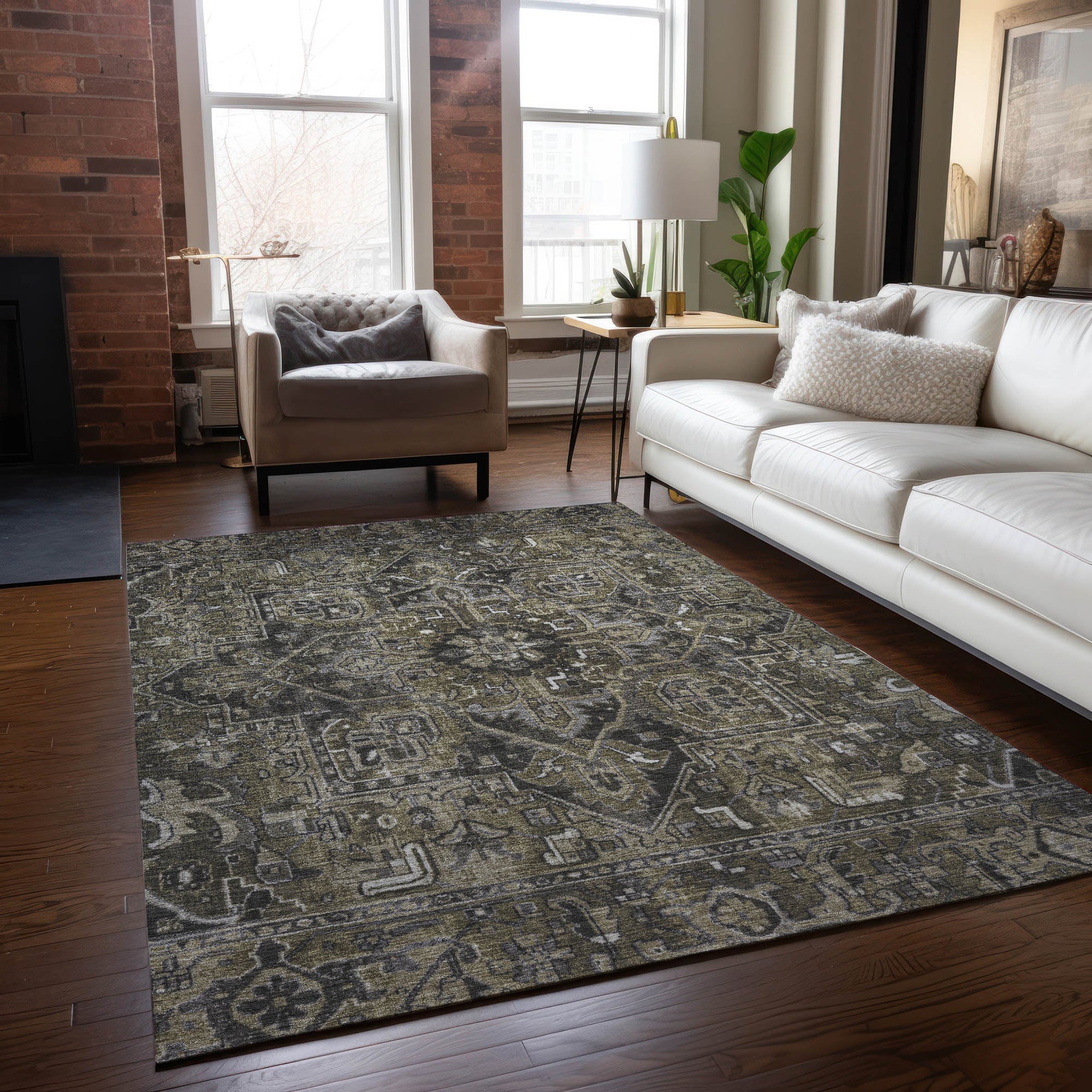 Addison Rugs Oriental Taupe Washable Indoor-Outdoor Rug