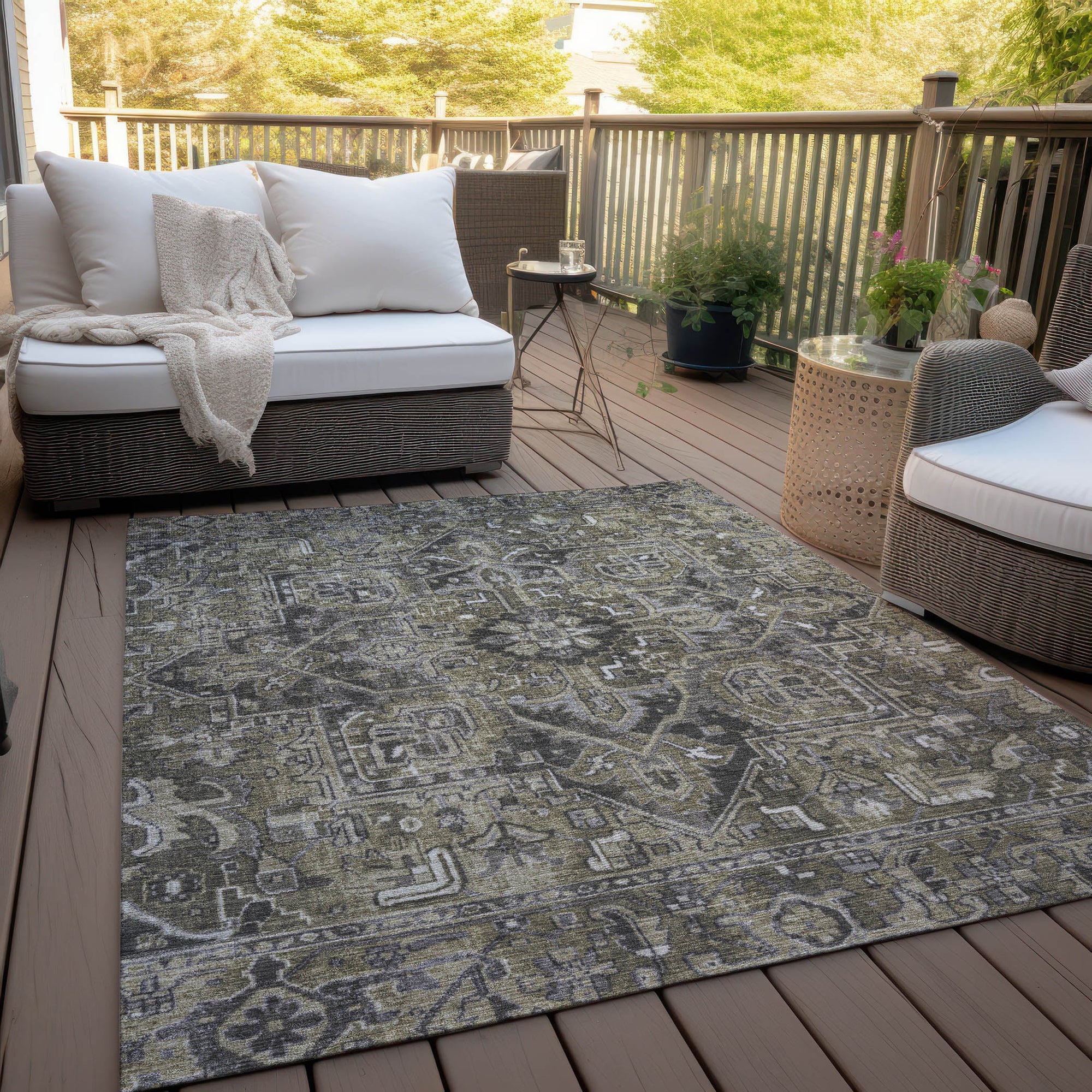 Addison Rugs Oriental Taupe Washable Indoor-Outdoor Rug