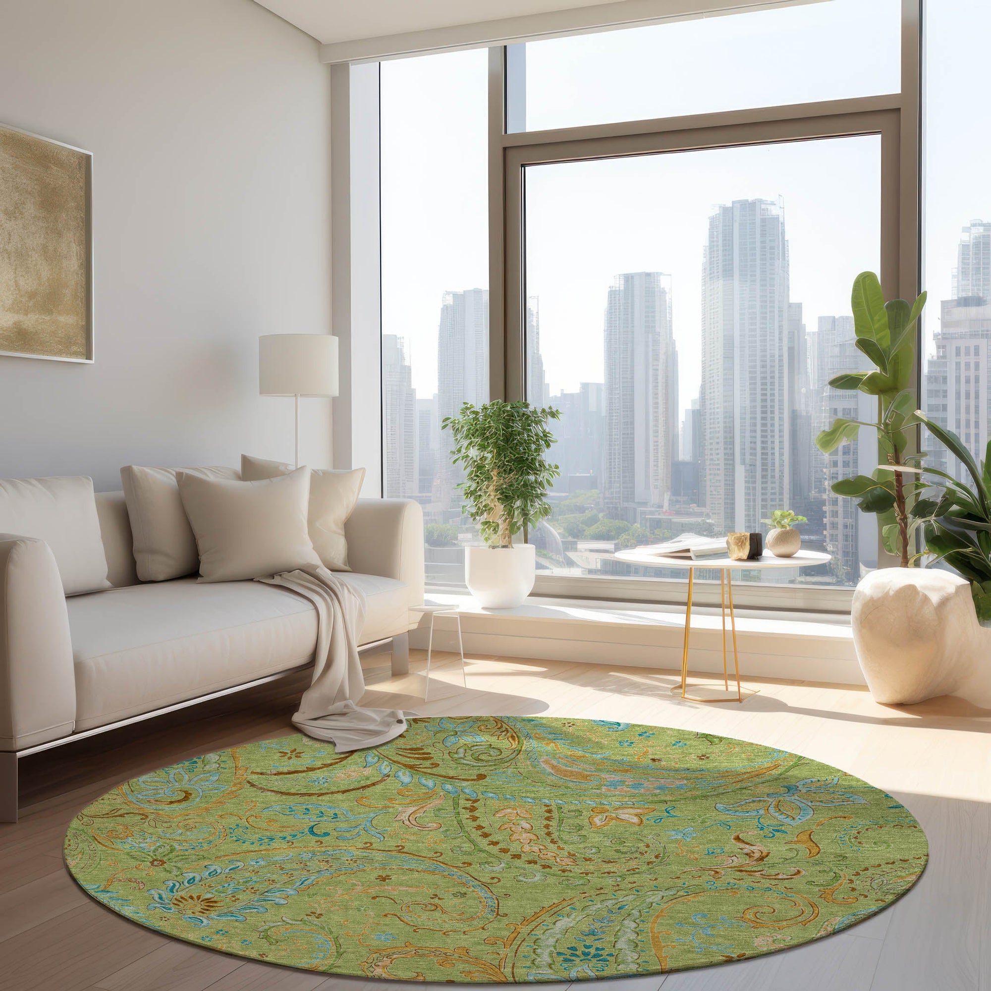 Addison Rugs Paisley Aloe Washable Indoor-Outdoor Rug