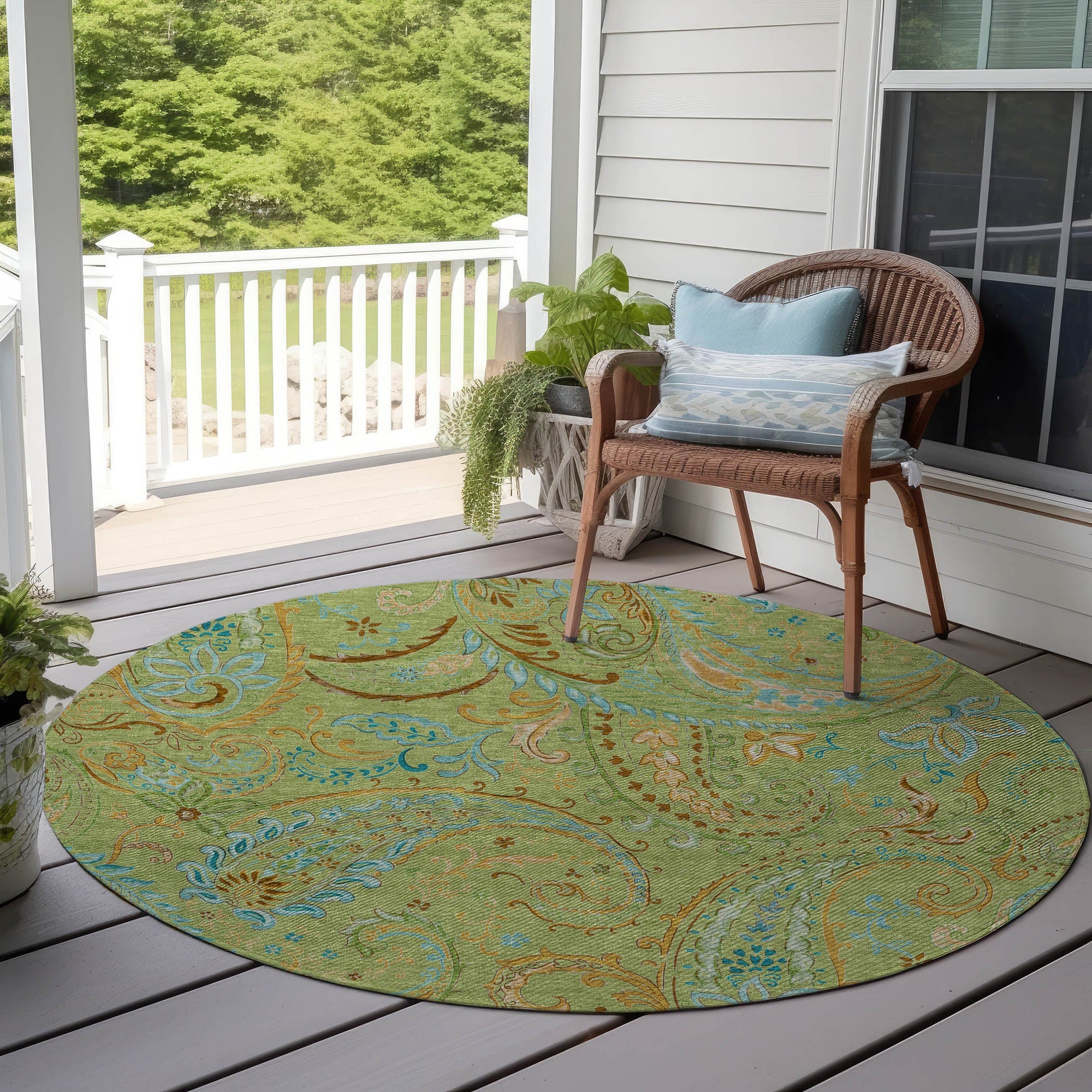 Addison Rugs Paisley Aloe Washable Indoor-Outdoor Rug