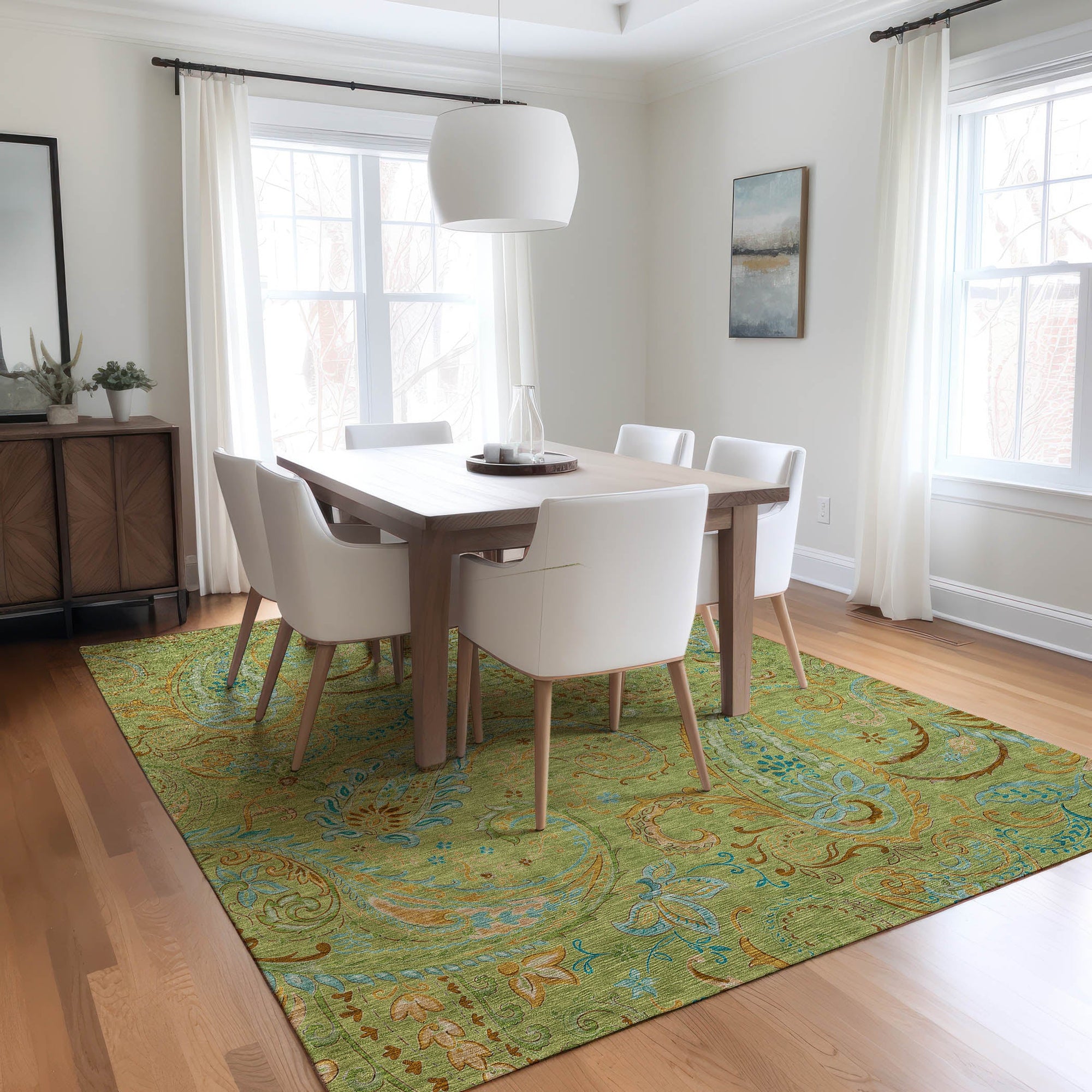 Addison Rugs Paisley Aloe Washable Indoor-Outdoor Rug