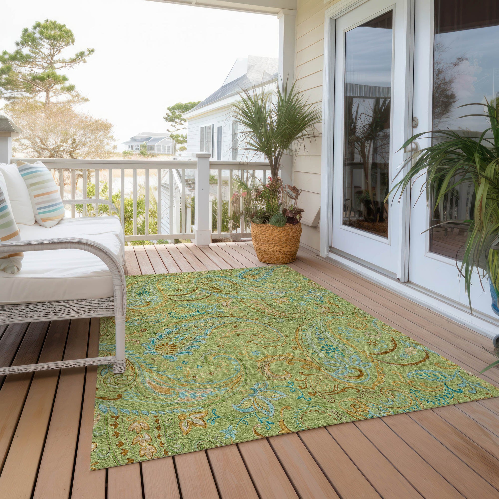 Addison Rugs Paisley Aloe Washable Indoor-Outdoor Rug