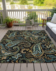 Addison Rugs Paisley Black Washable Indoor-Outdoor Rug