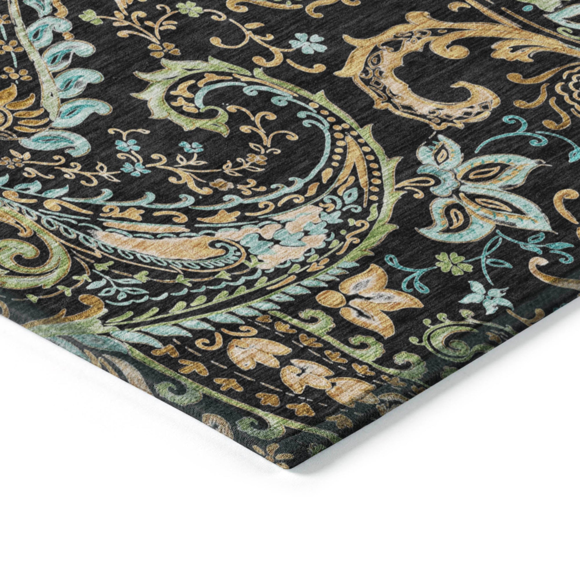 Addison Rugs Paisley Black Washable Indoor-Outdoor Rug