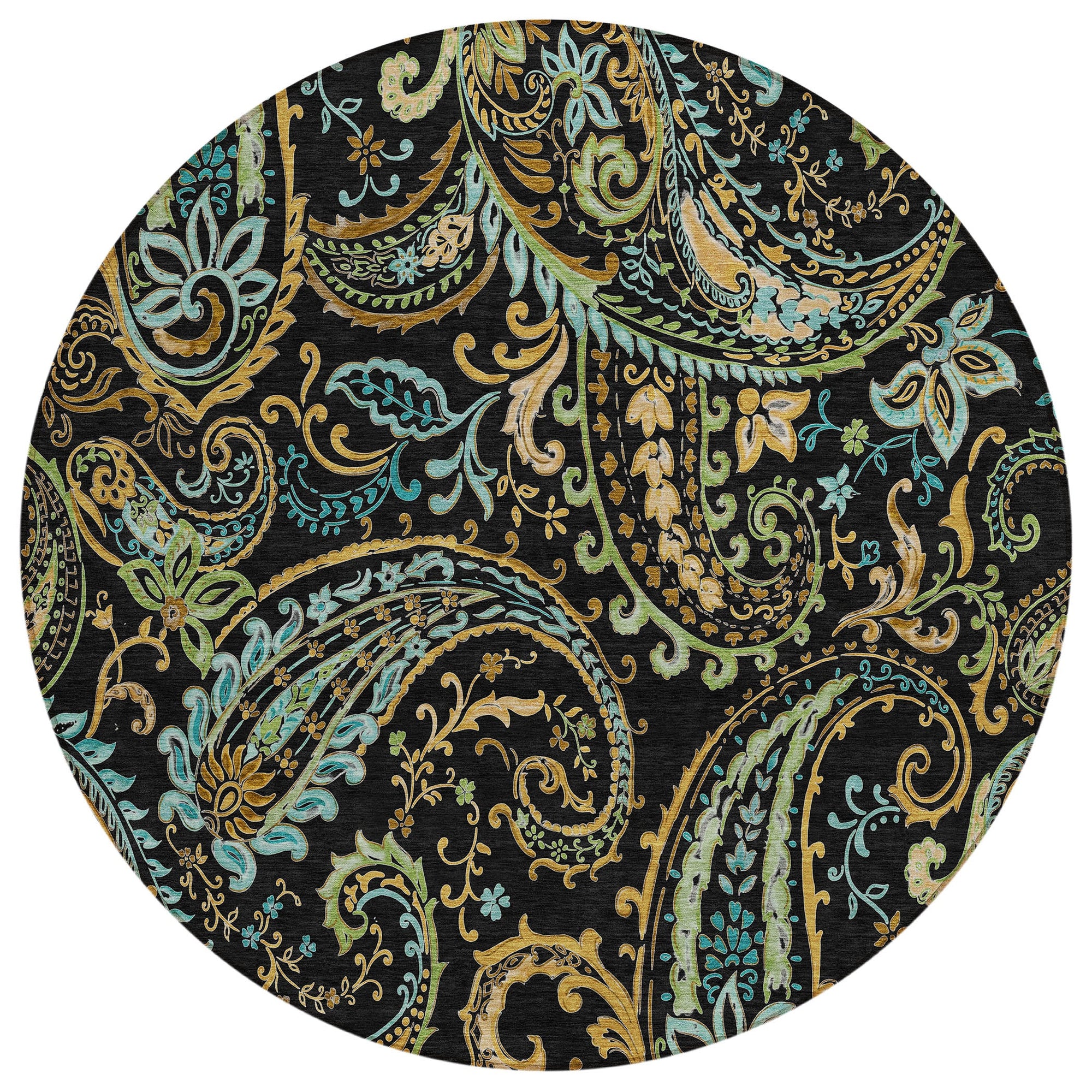 Addison Rugs Paisley Black Washable Indoor-Outdoor Rug